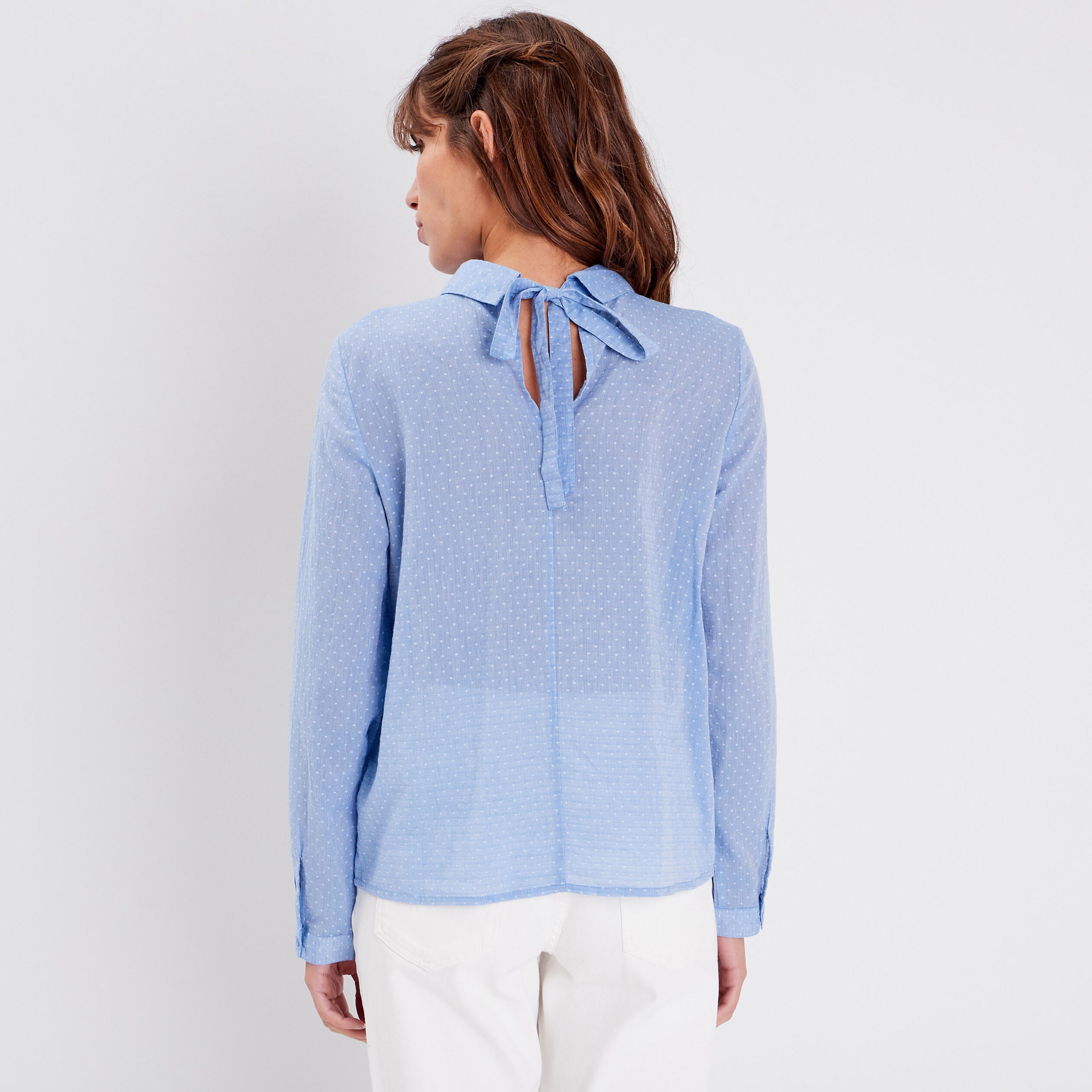 Chemise manches longues bleu gris femme