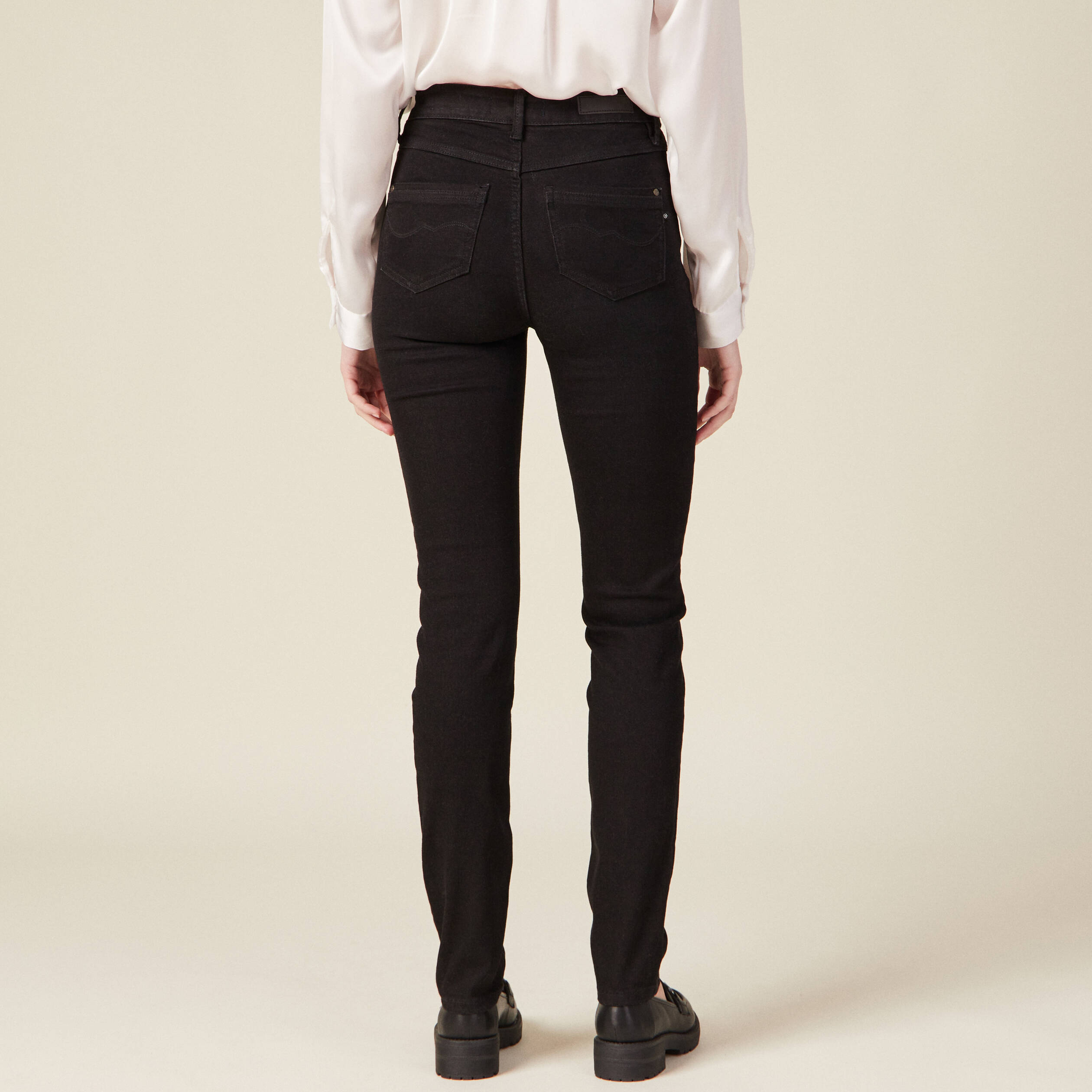 Jeans slim taille haute denim noir femme