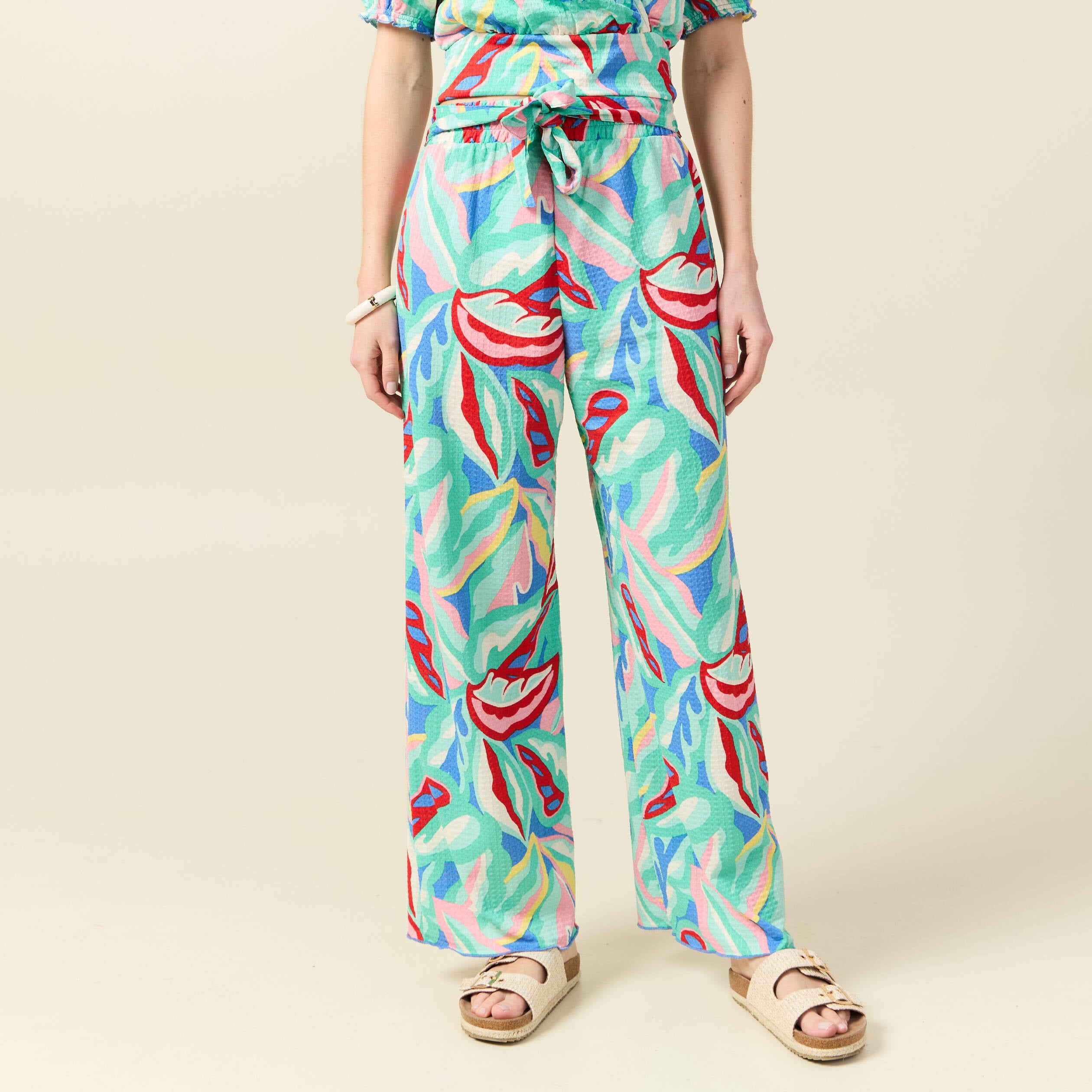 Pantalon fluide large multicolore femme