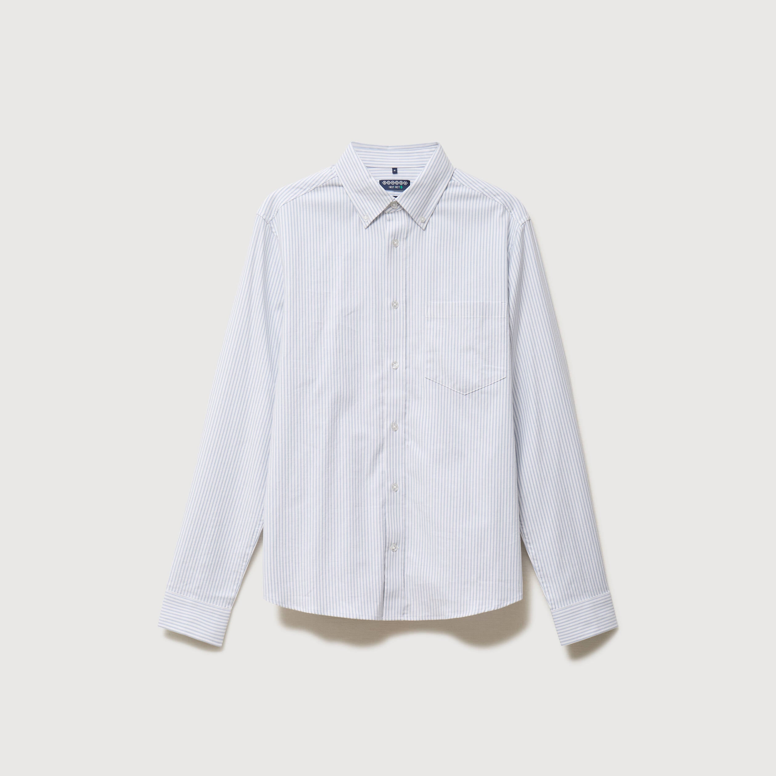Chemise manches longues col am&eacute;ricain bleu gris homme