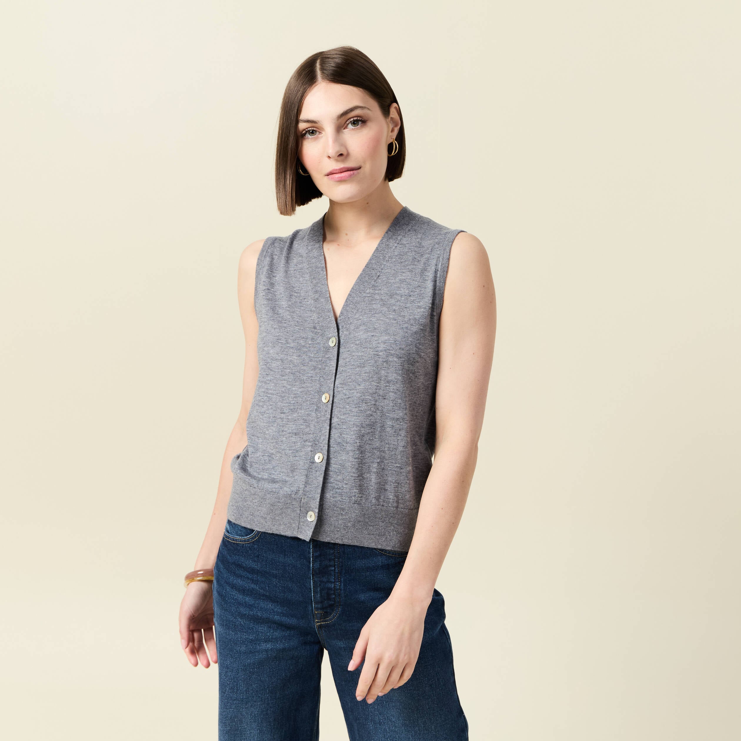 Gilet sans manches gris clair femme