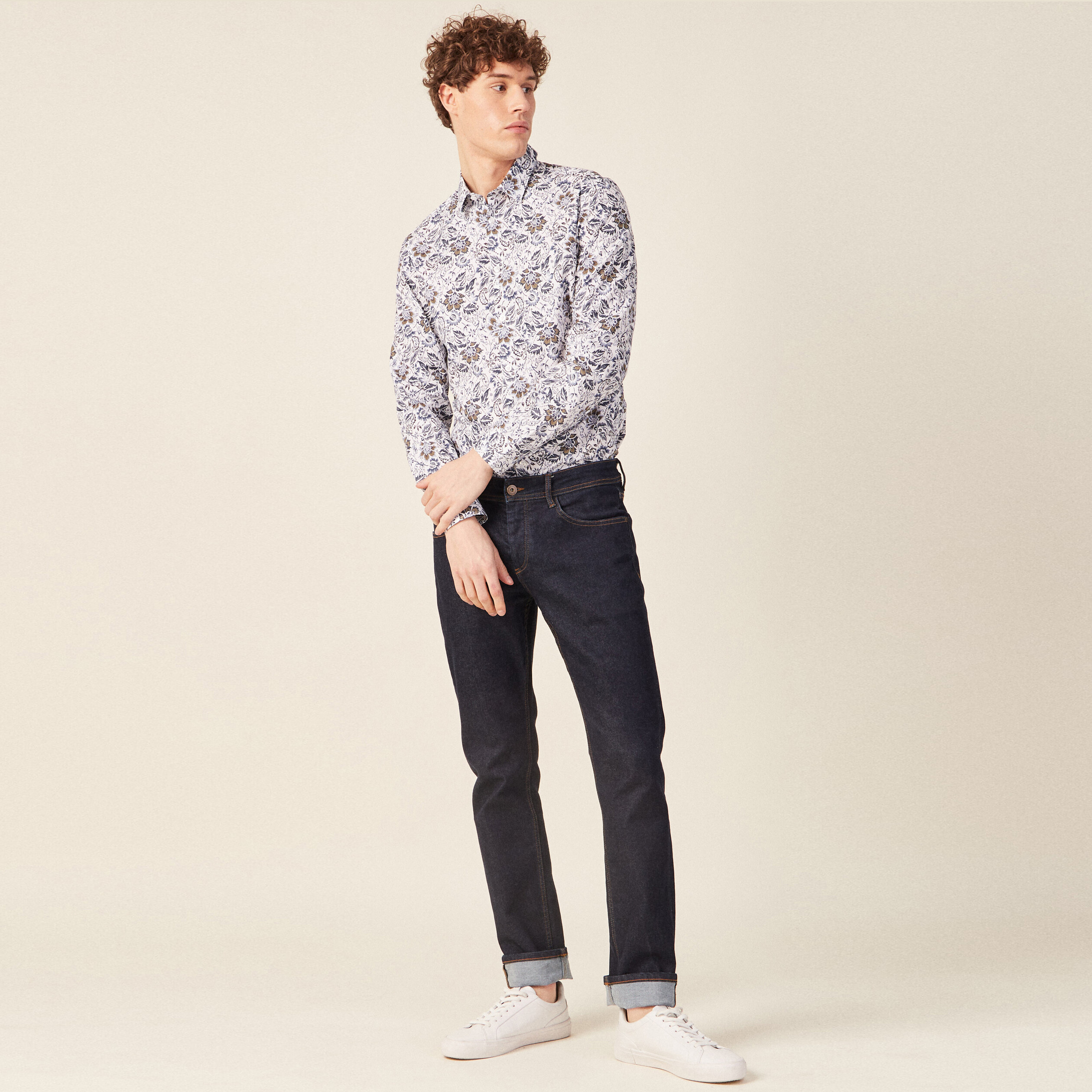 Chemise à manches longues blanc homme