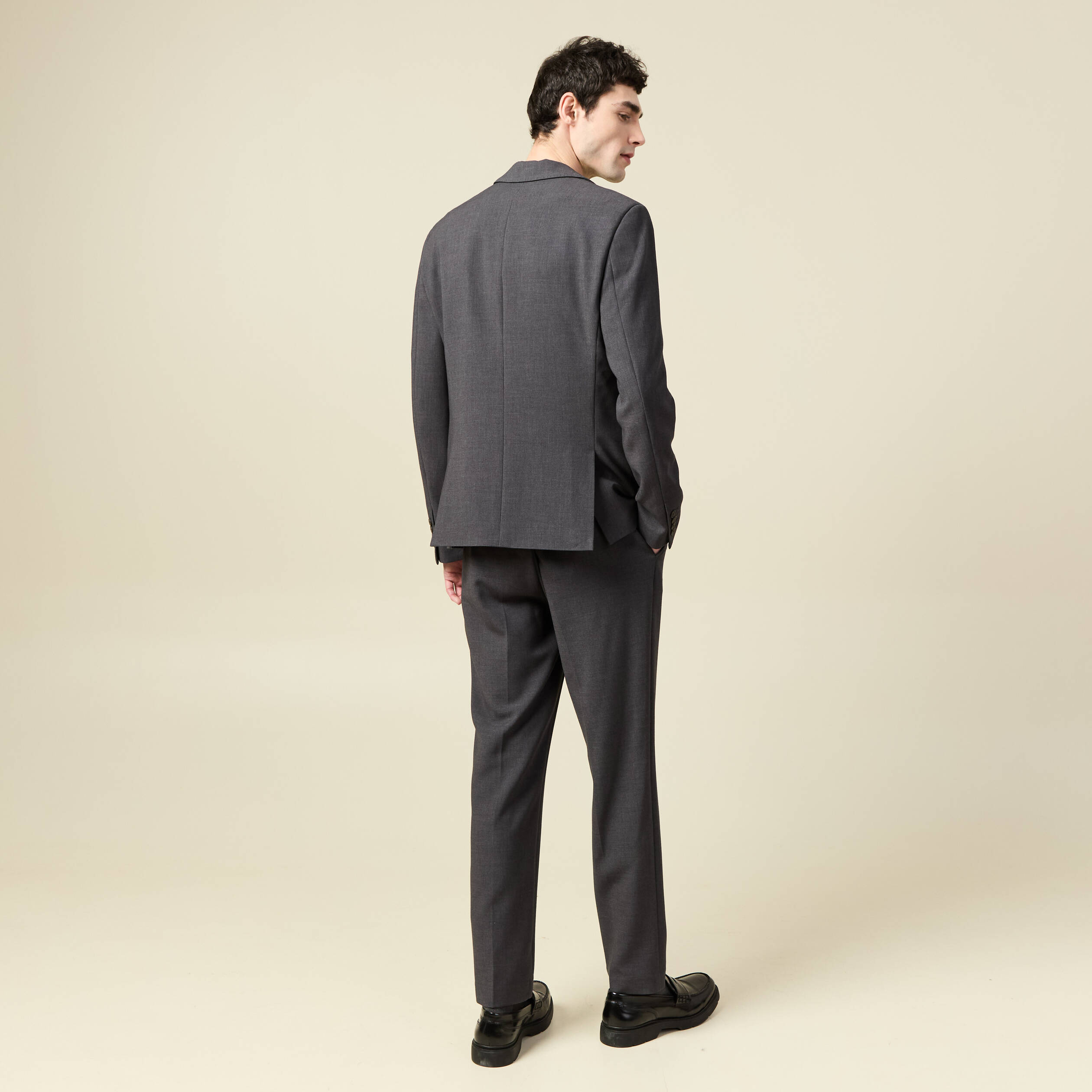 Blazer manches longues col tailleur gris fonc&eacute; homme