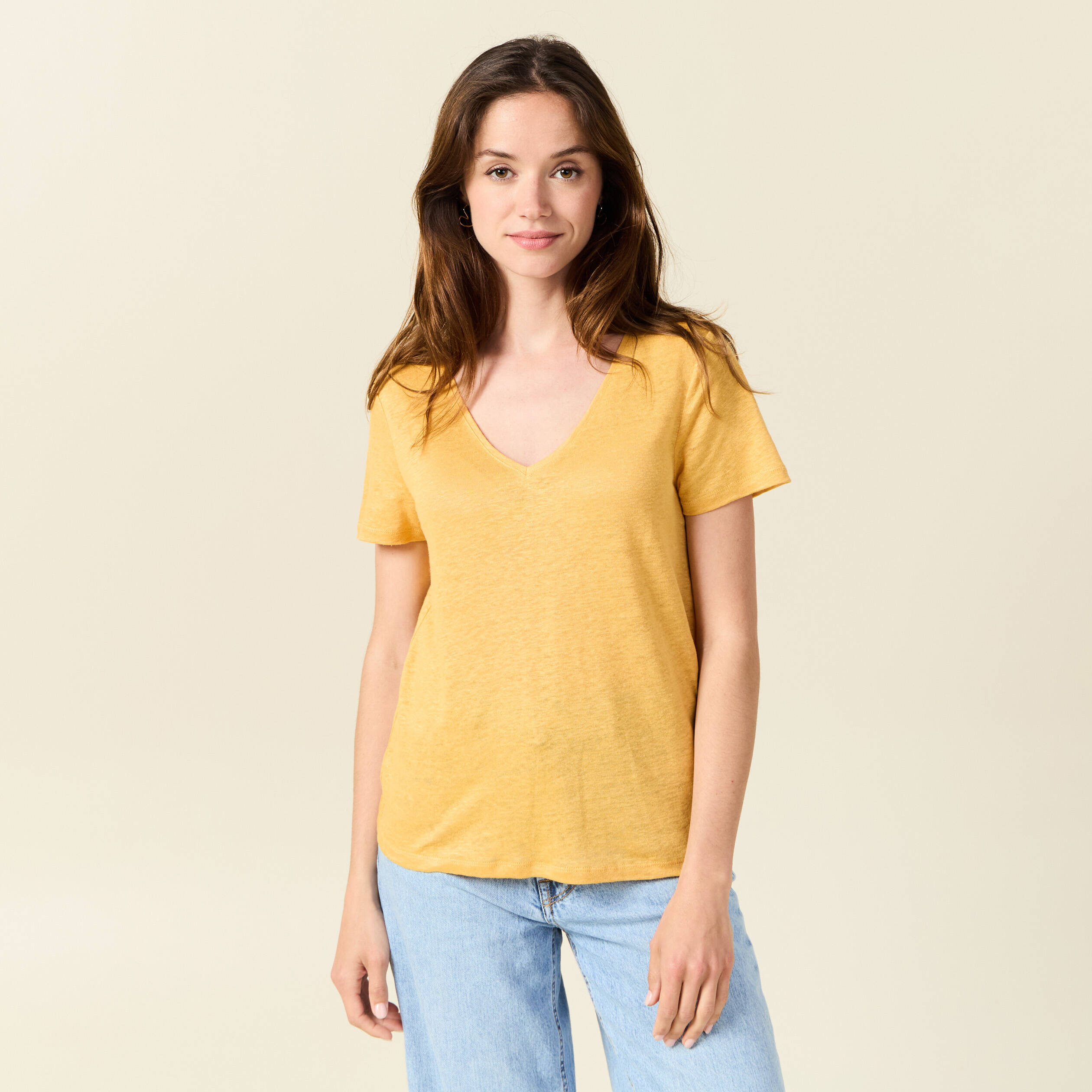 t shirt eco responsable jaune femme T-shirt éco-responsable jaune femme