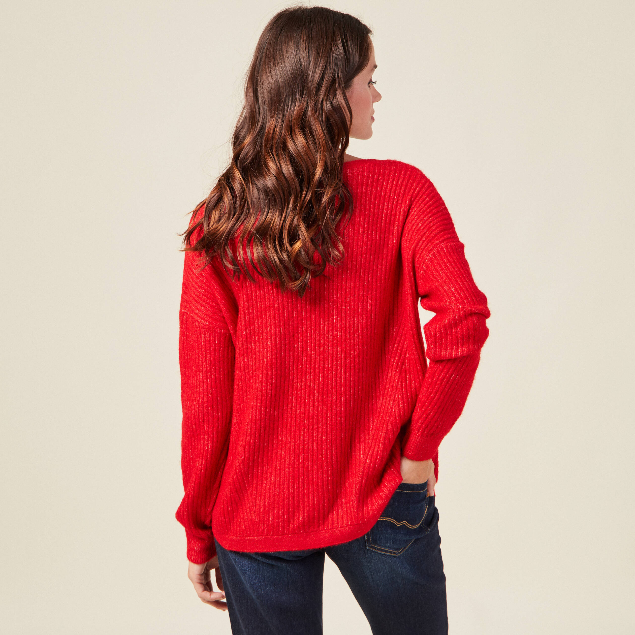 Pull éco-responsable rouge femme