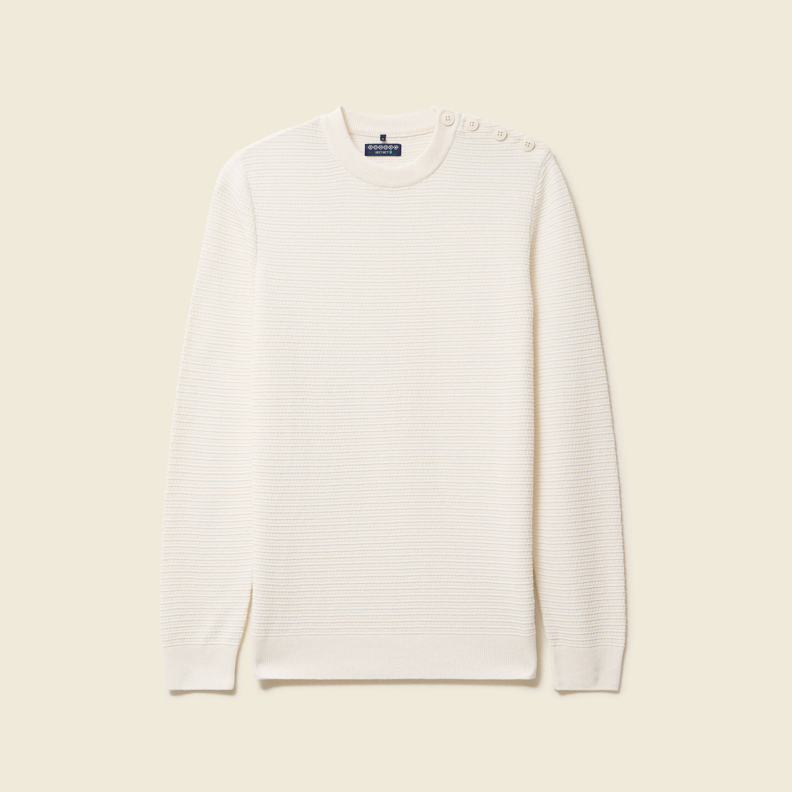 Pull col rond manches longues ecru homme