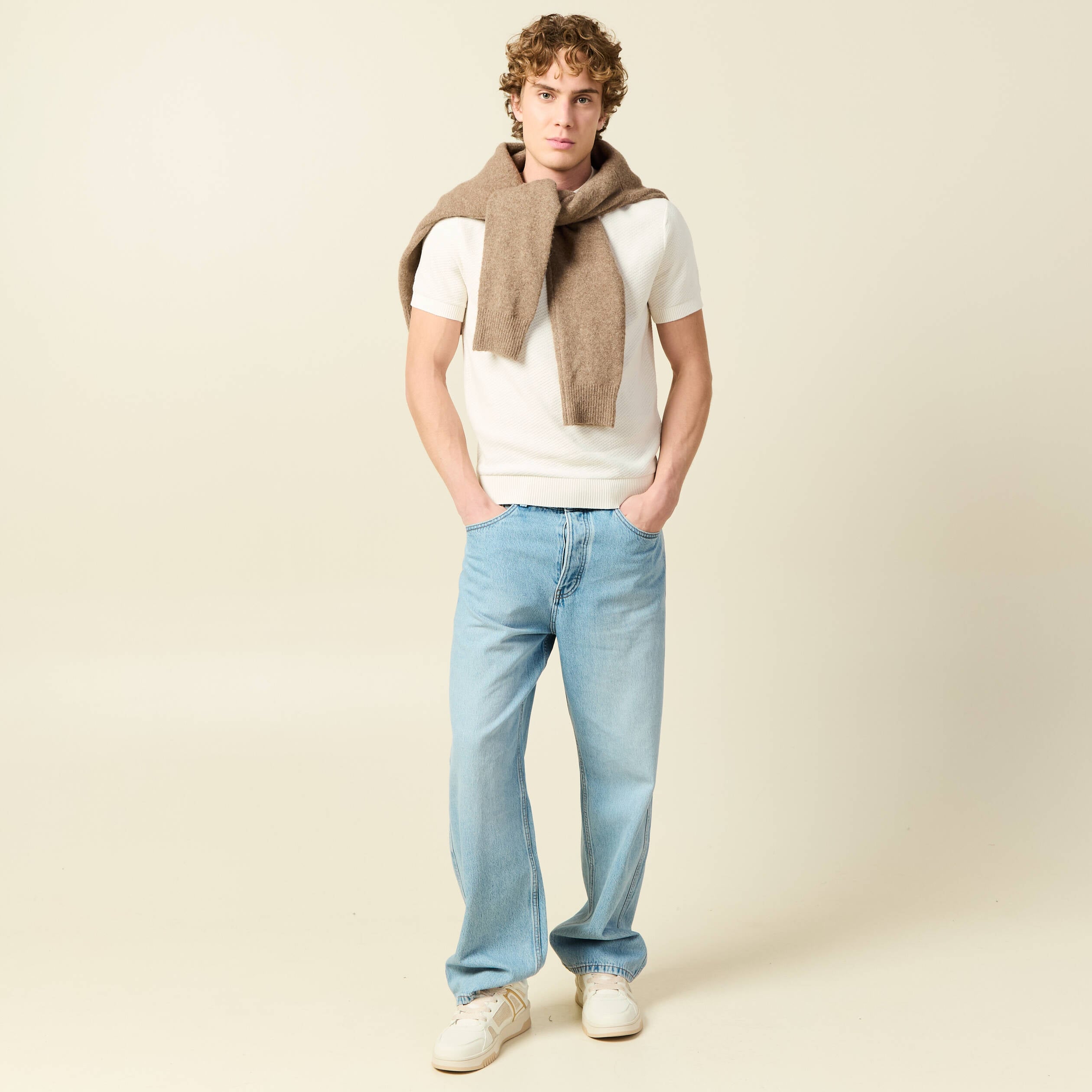 T-shirt en coton ecru homme