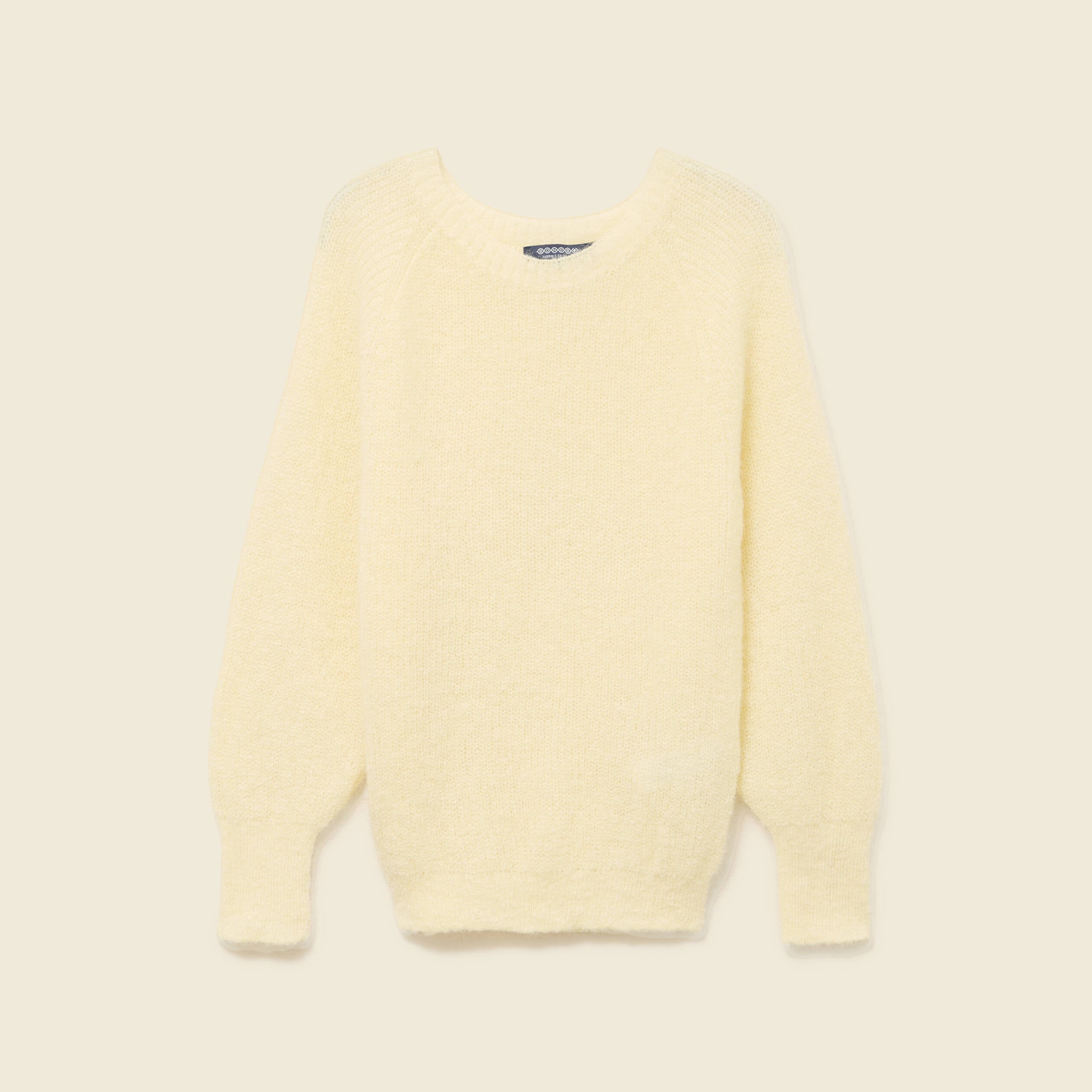 Pull manches longues col rond jaune femme