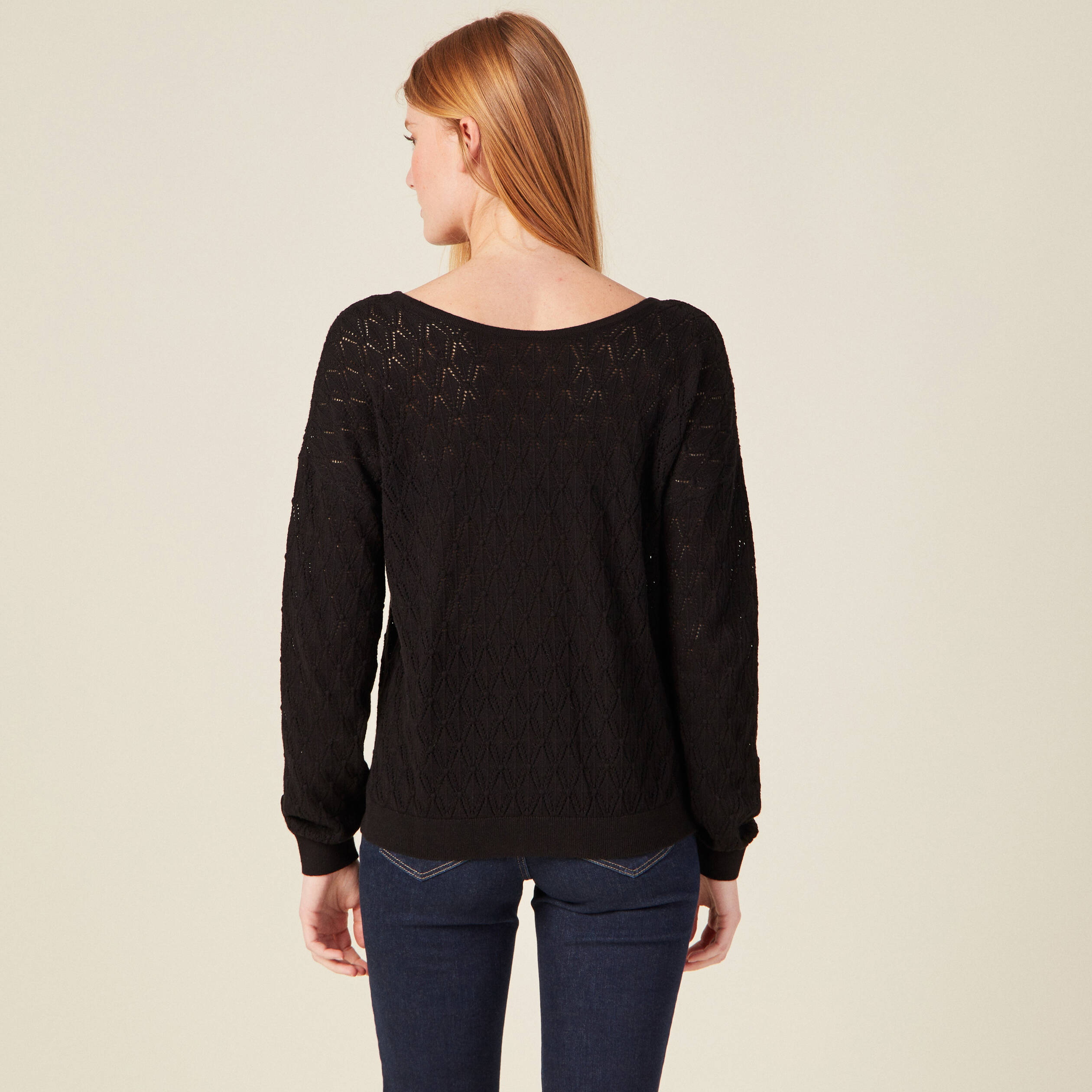 Pull fin à manches longues noir femme