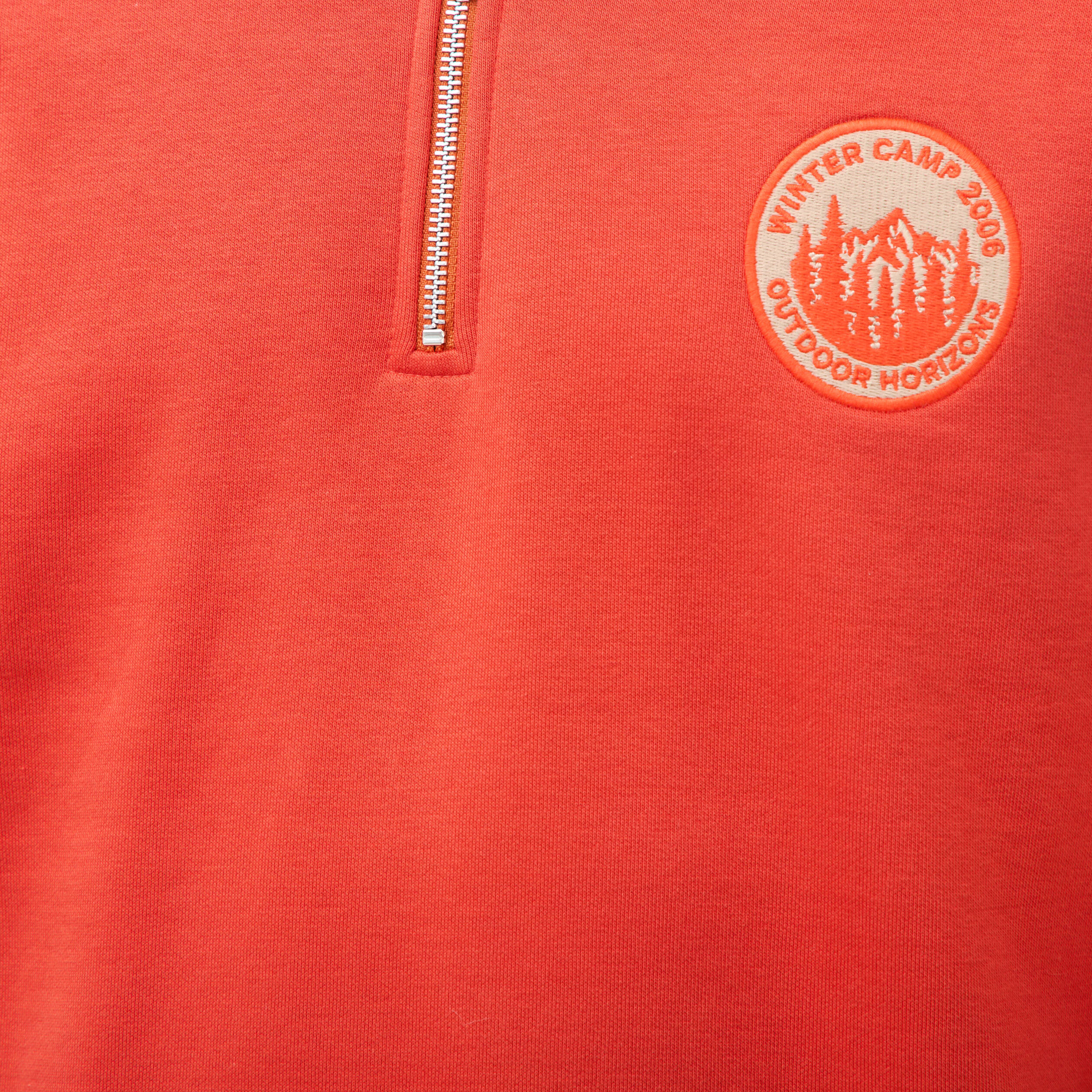 Sweat col camionneur manches longues orange fonc&eacute; homme