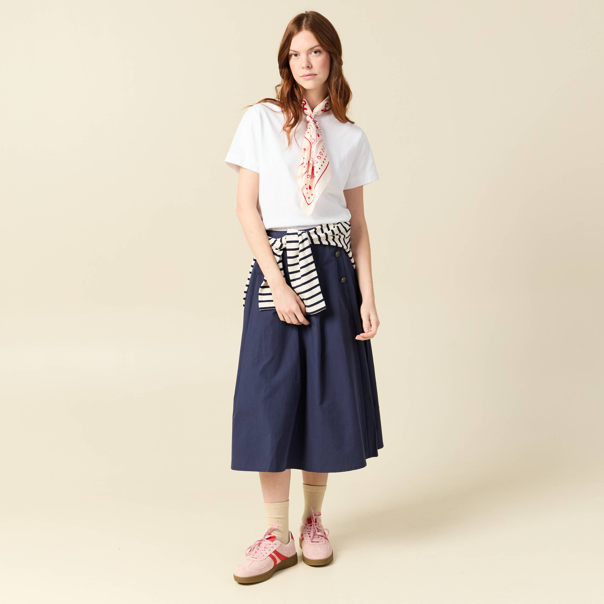Jupe en coton bleu marine femme