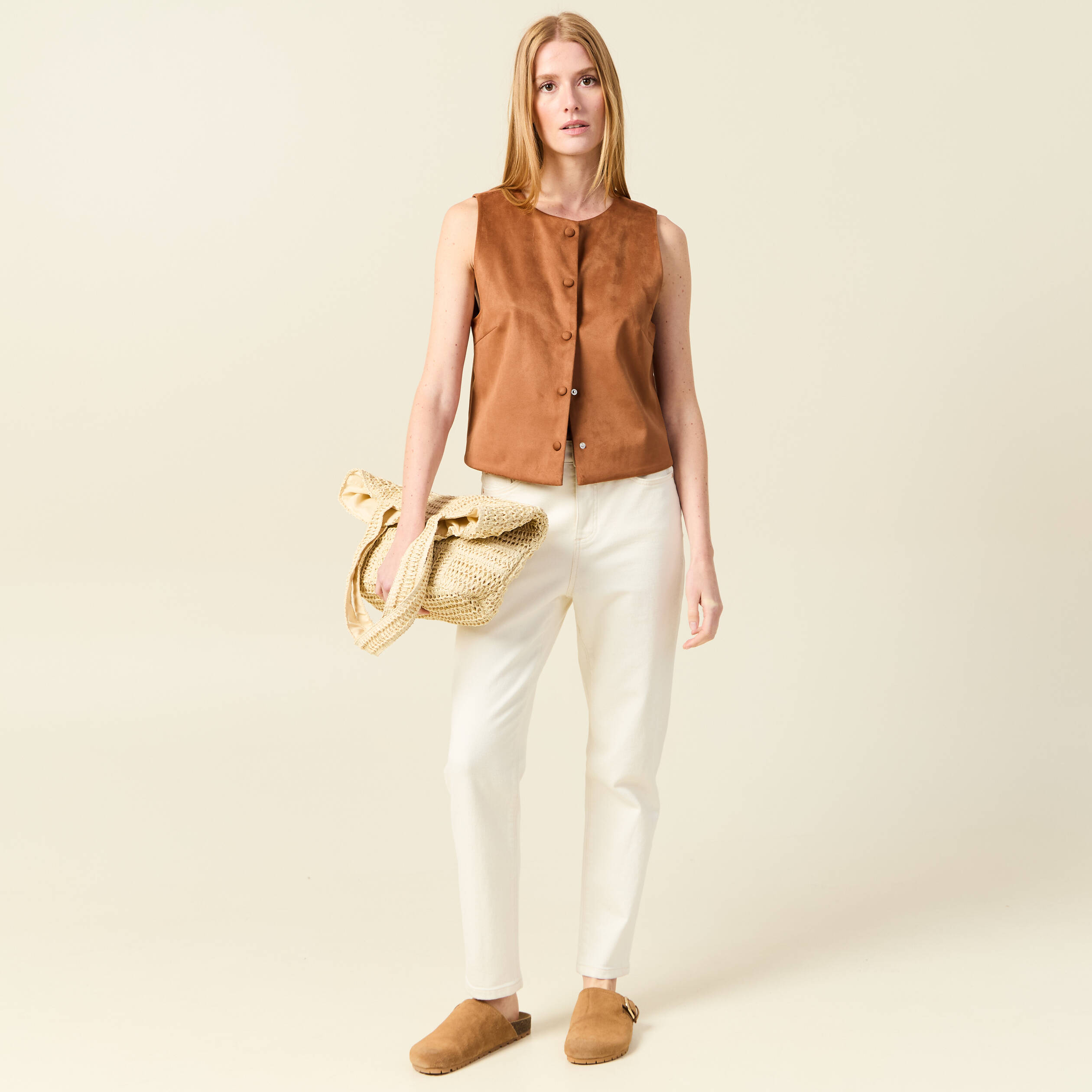 gilet sans manches double camel femme Gilet sans manches doublé camel femme