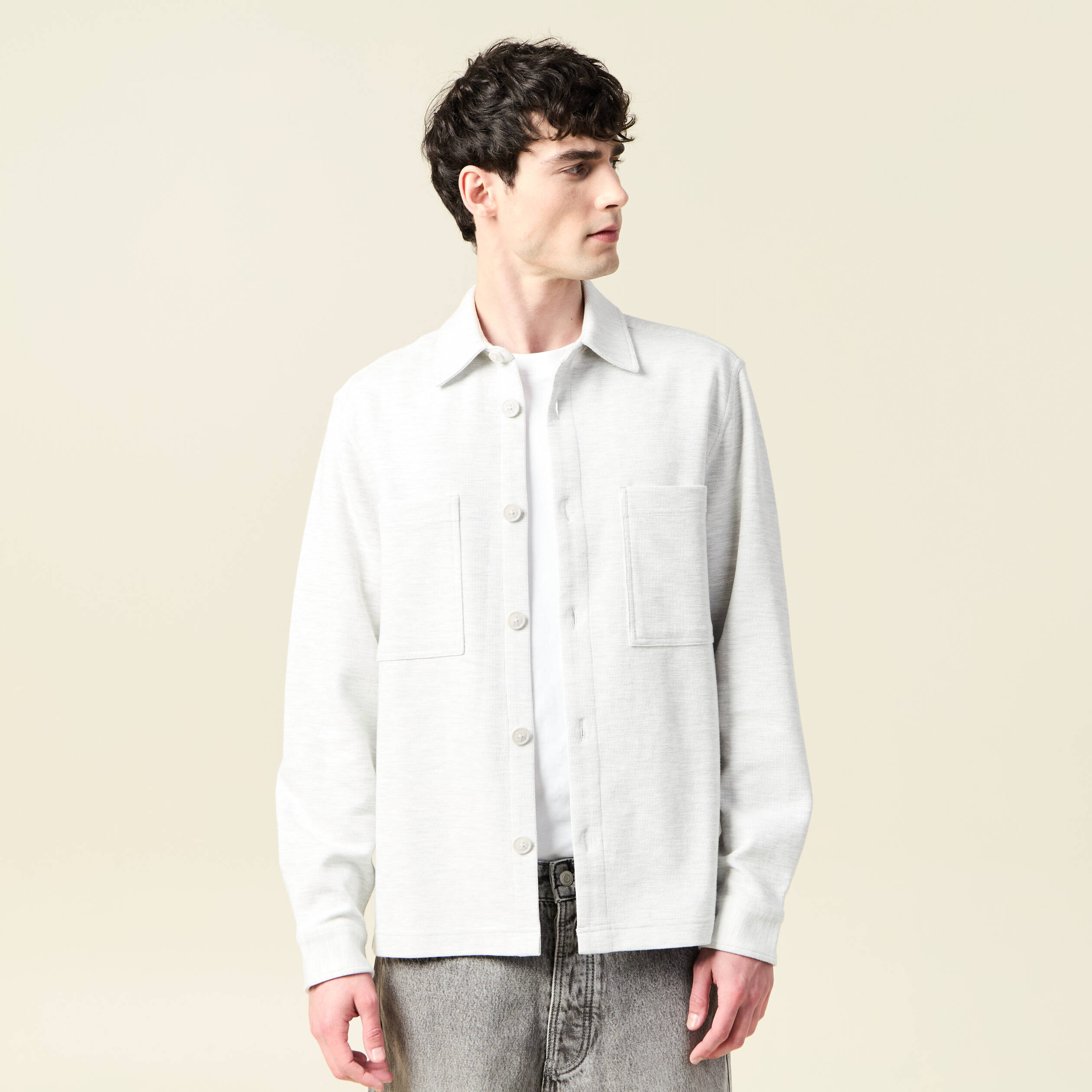 Surchemise manches longues ecru homme
