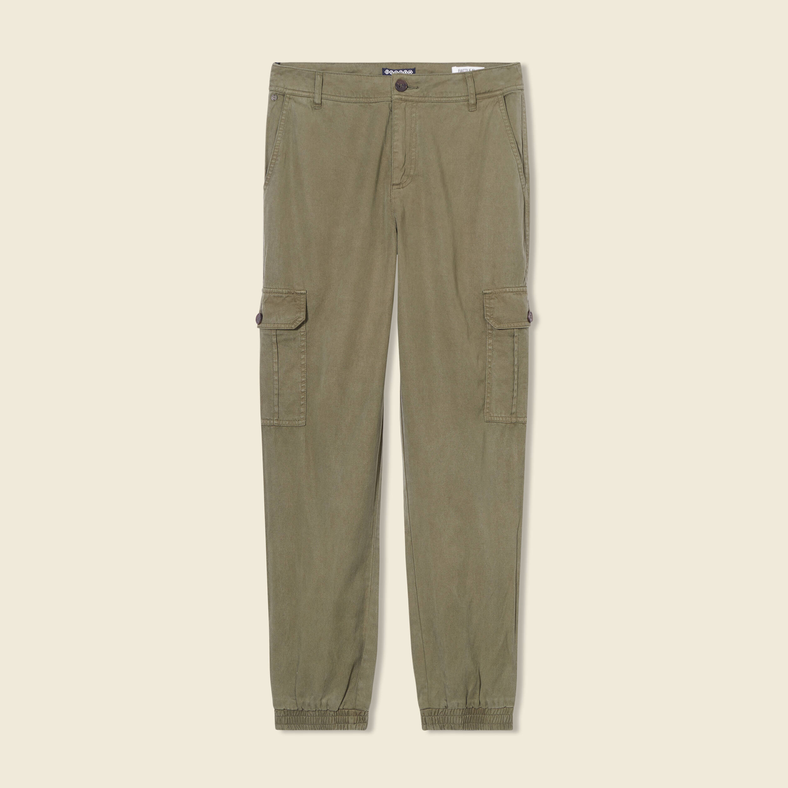 Pantalon battle 7/8&egrave;me taille standard vert kaki femme
