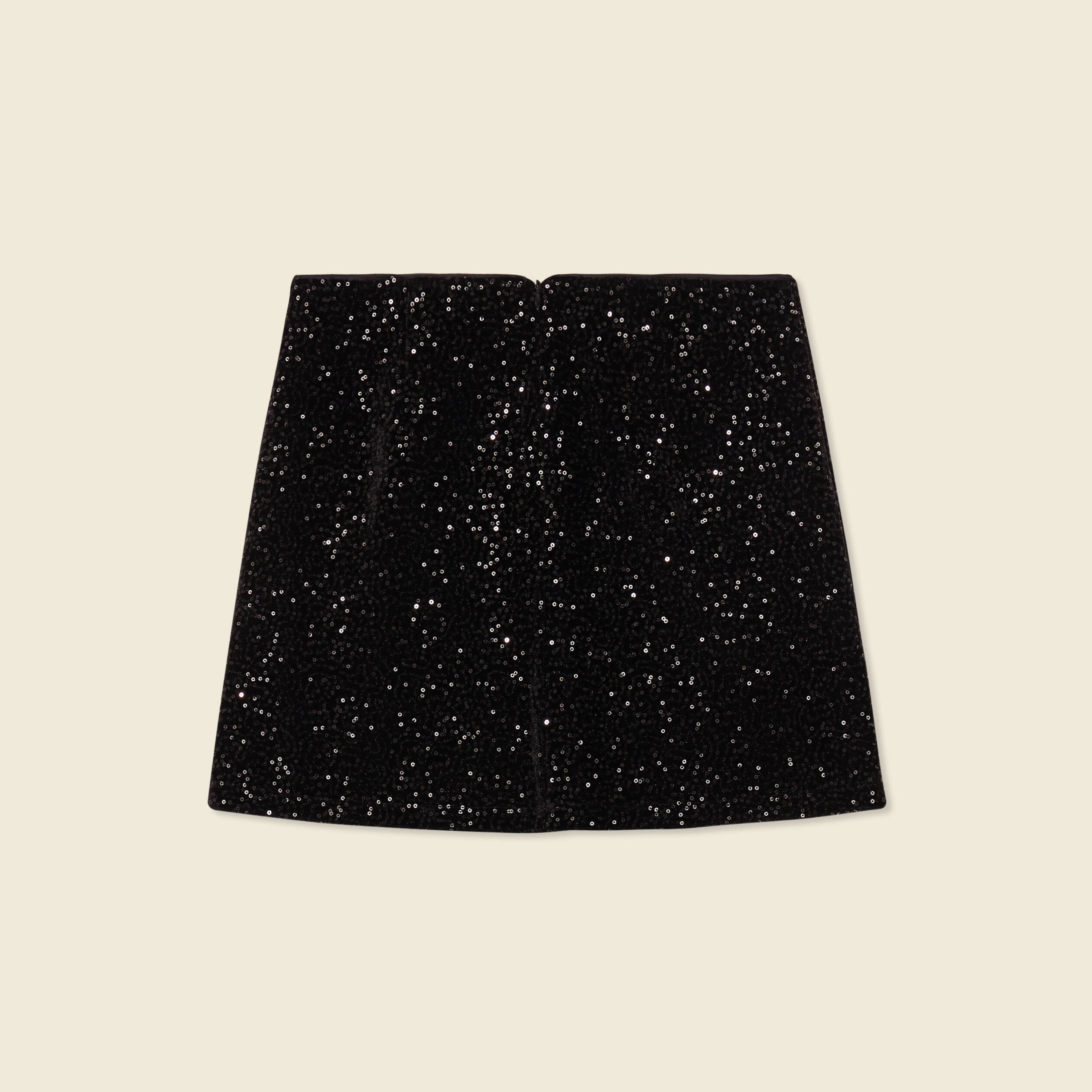 Jupe droite velours sequins noir femme