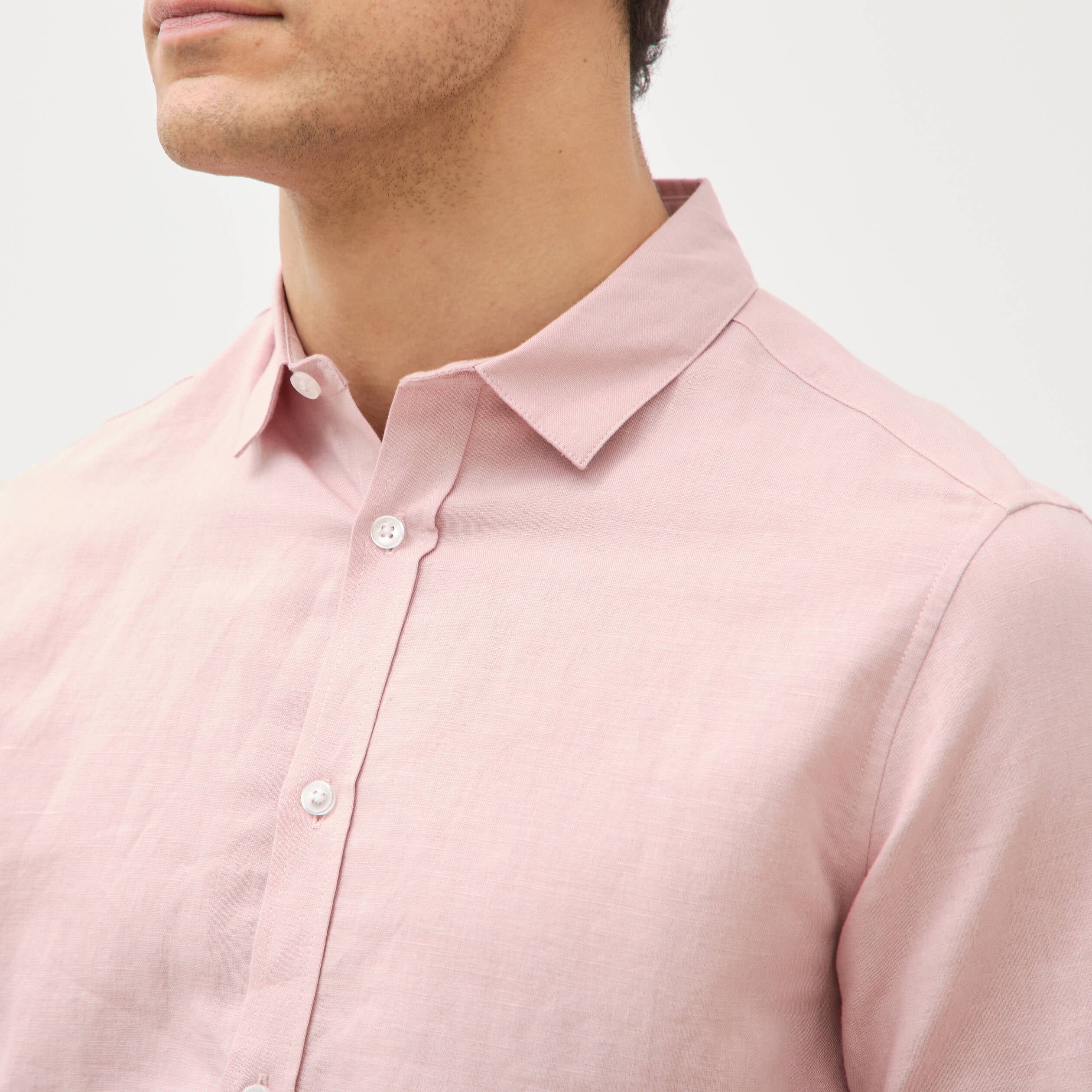 Chemise manches longues rose pastel homme