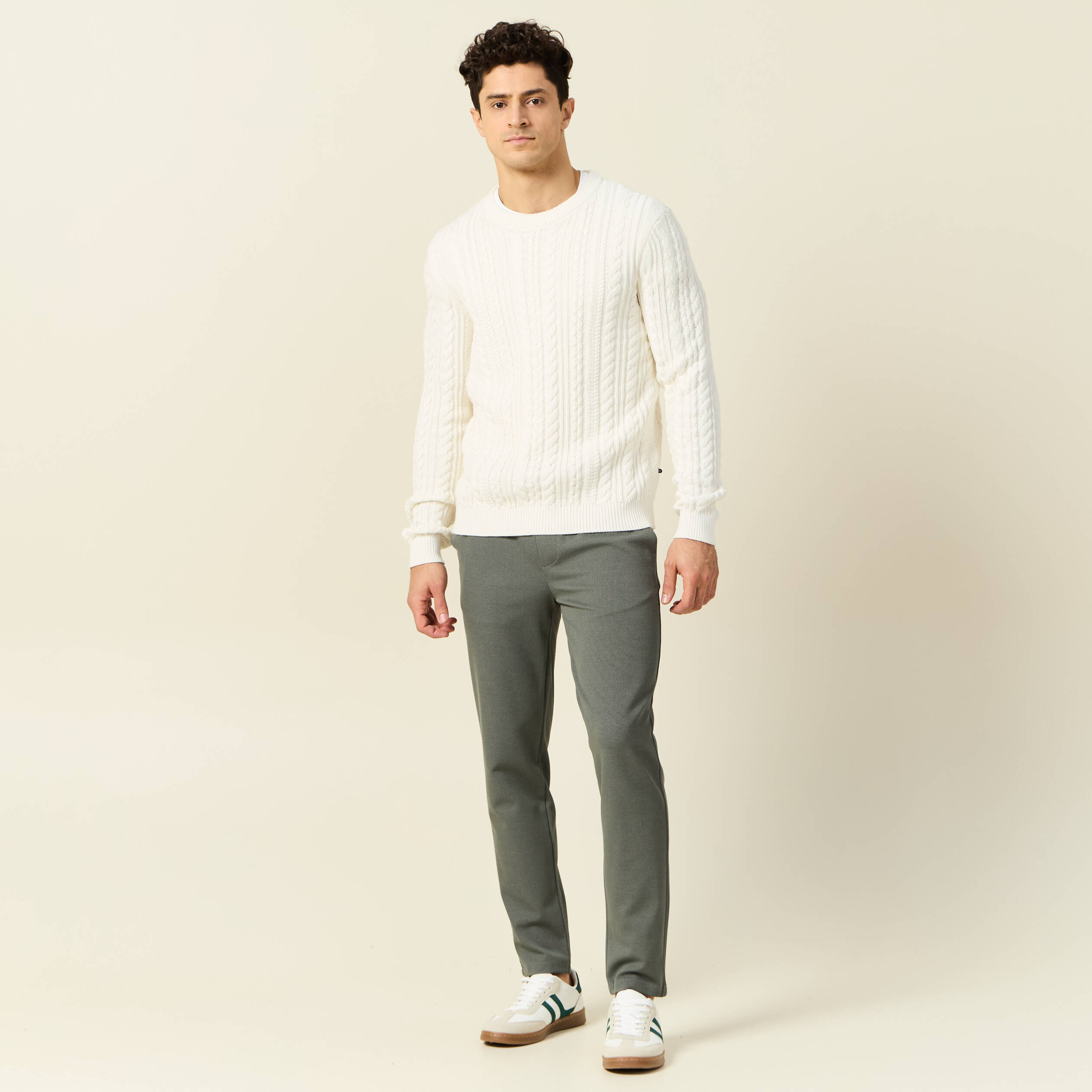 Pantalon chino jogger vert kaki homme