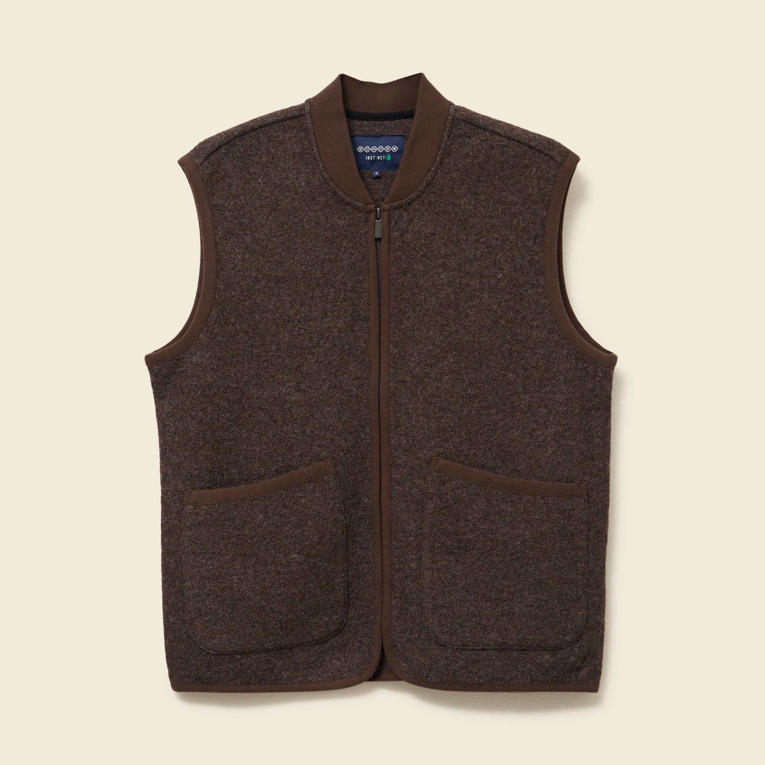 Gilet droit court sans manches marron fonc&eacute; homme