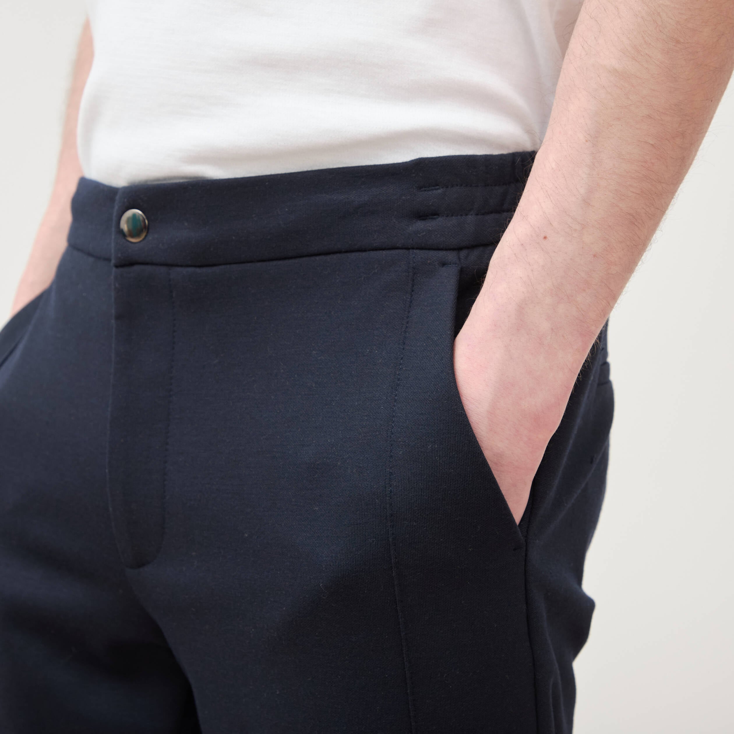 Pantalon droit longueur 32 bleu marine homme
