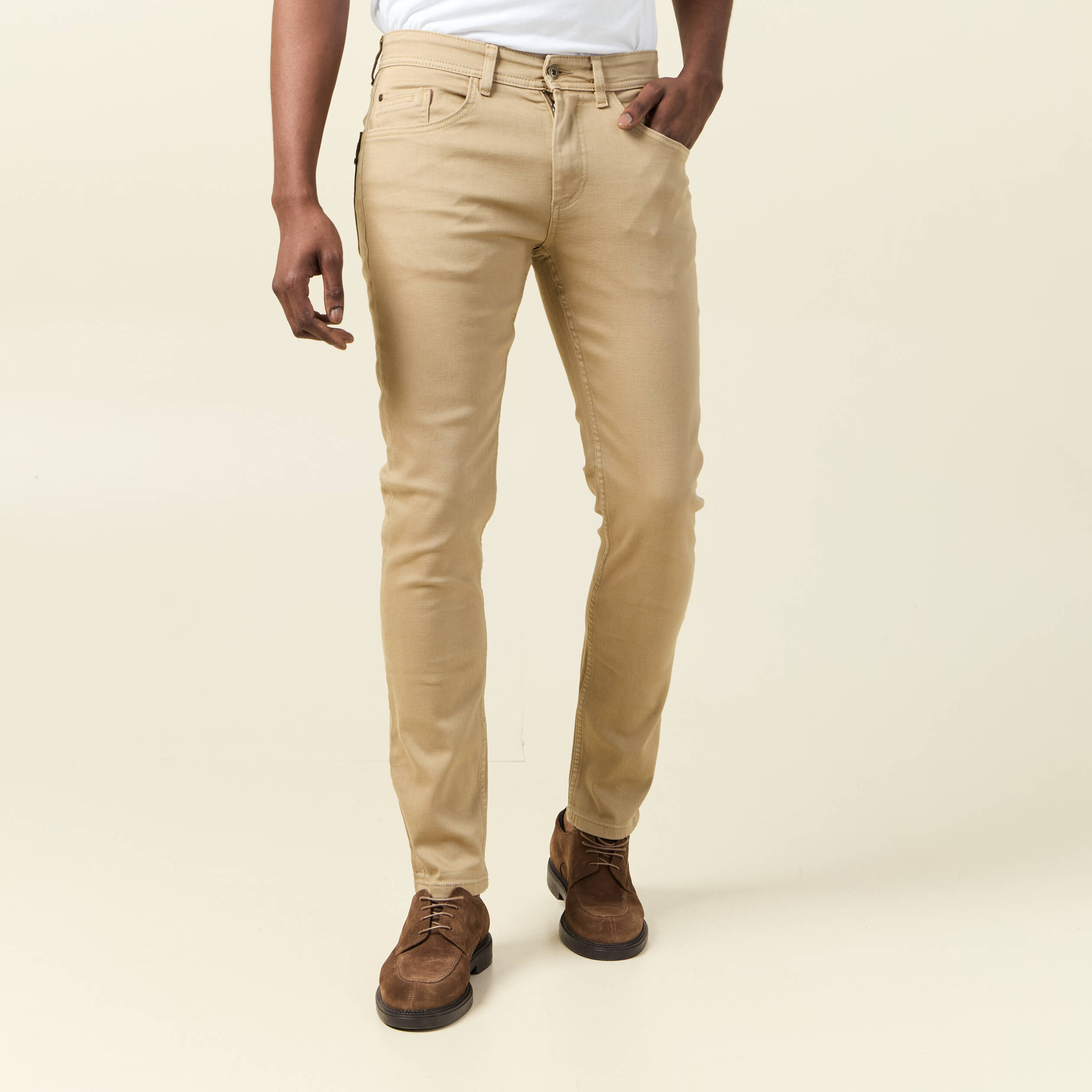 jeans slim eco responsable beige homme Jeans slim éco-responsable beige homme