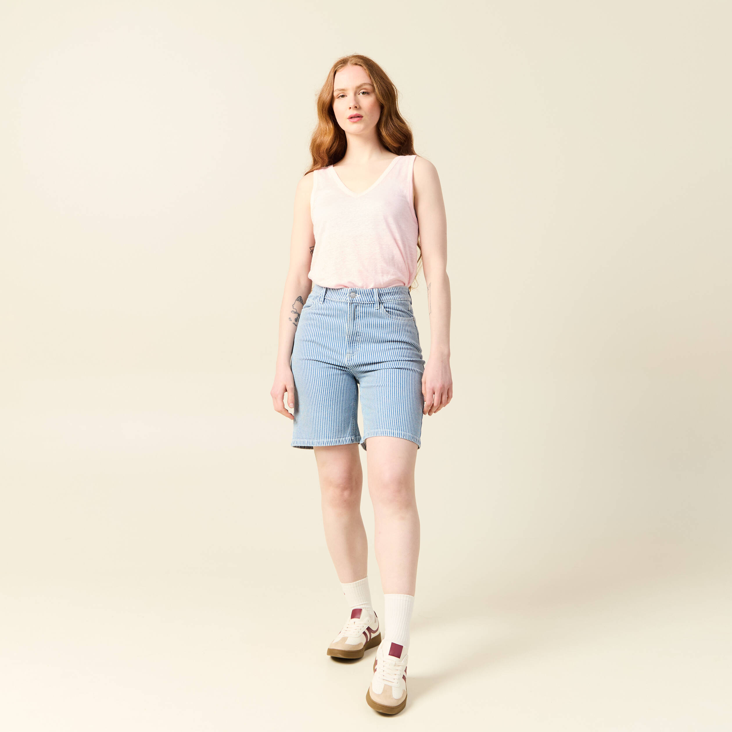 debardeur sans manches en lin rose clair femme Débardeur sans manches en lin rose clair femme