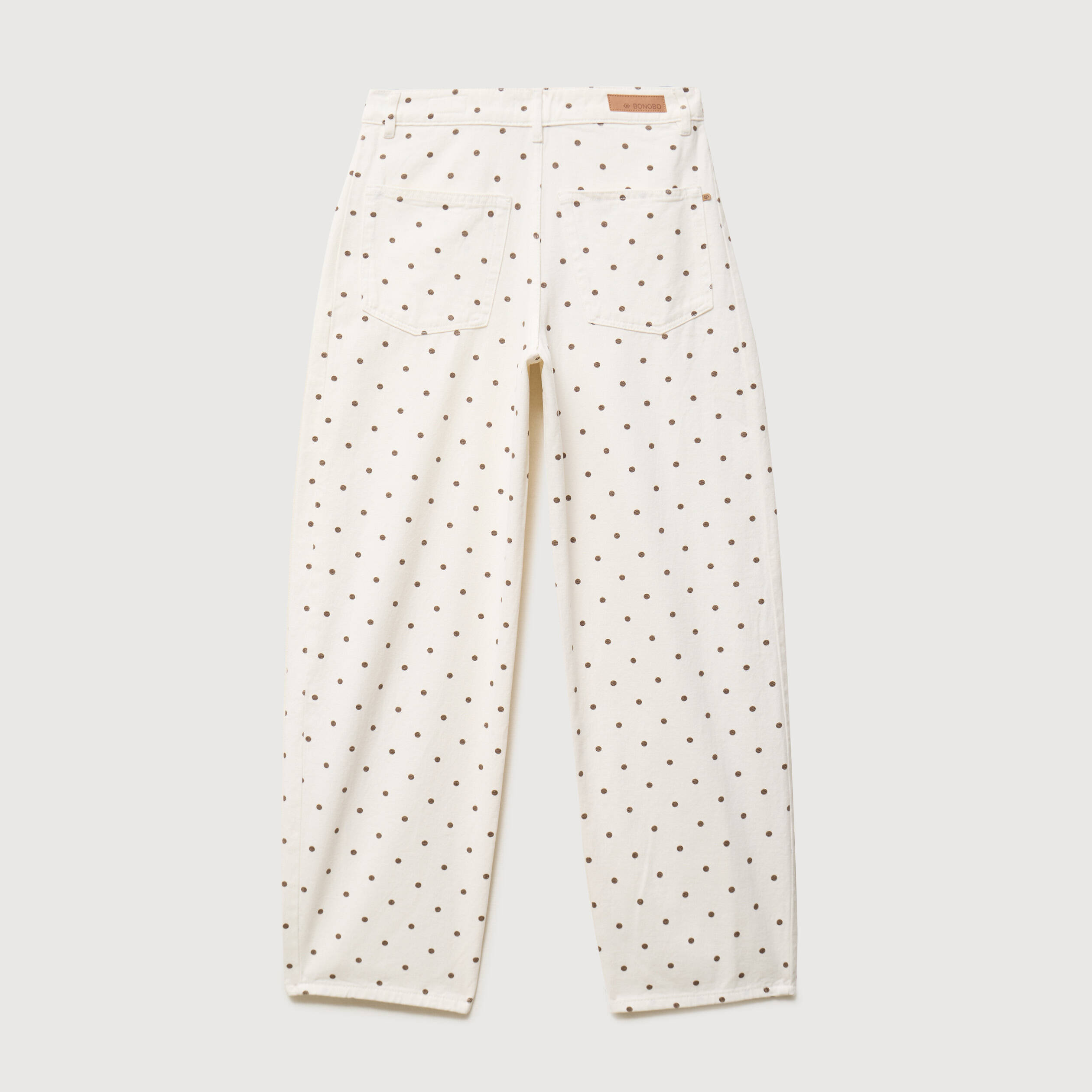 Jeans barrel taille haute bas resserr&eacute; ecru femme