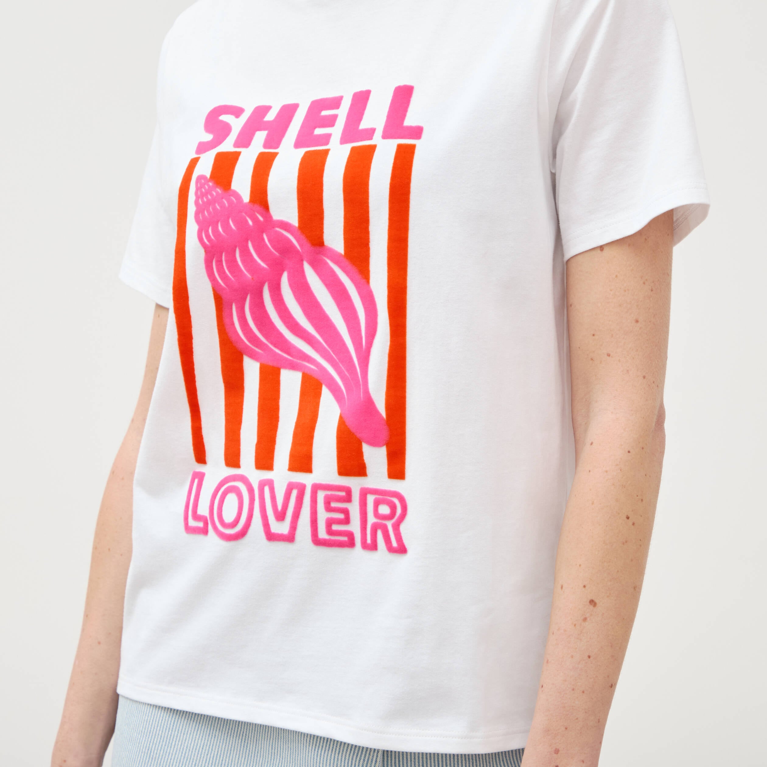 T-shirt en coton manches courtes blanc femme