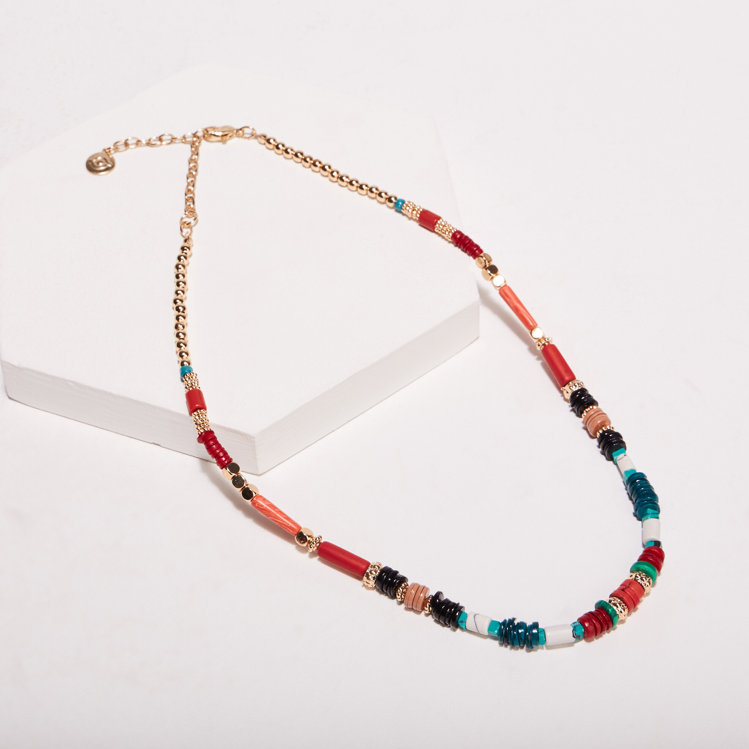 Collier avec perles orange foncé femme
