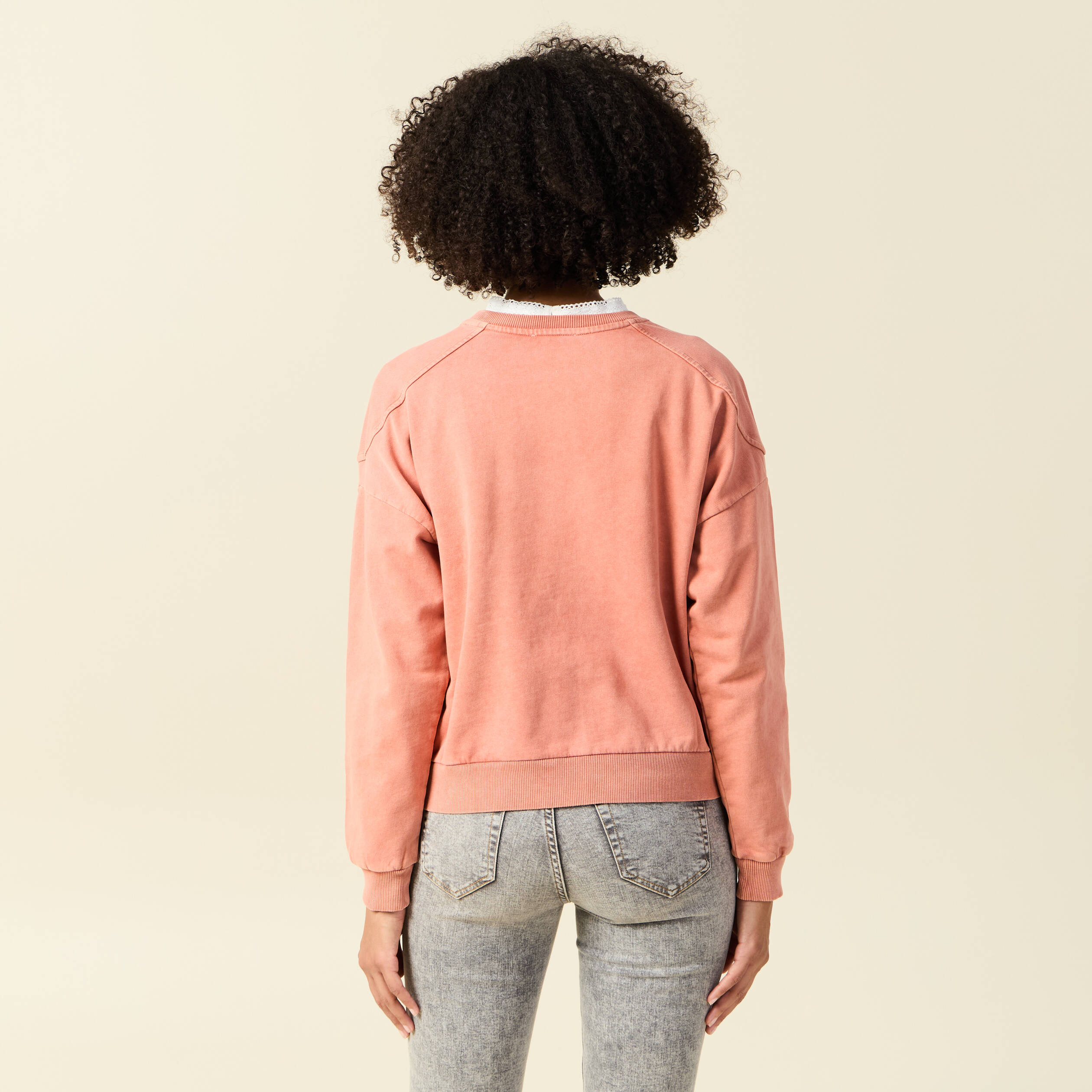 Sweat manches longues rose femme