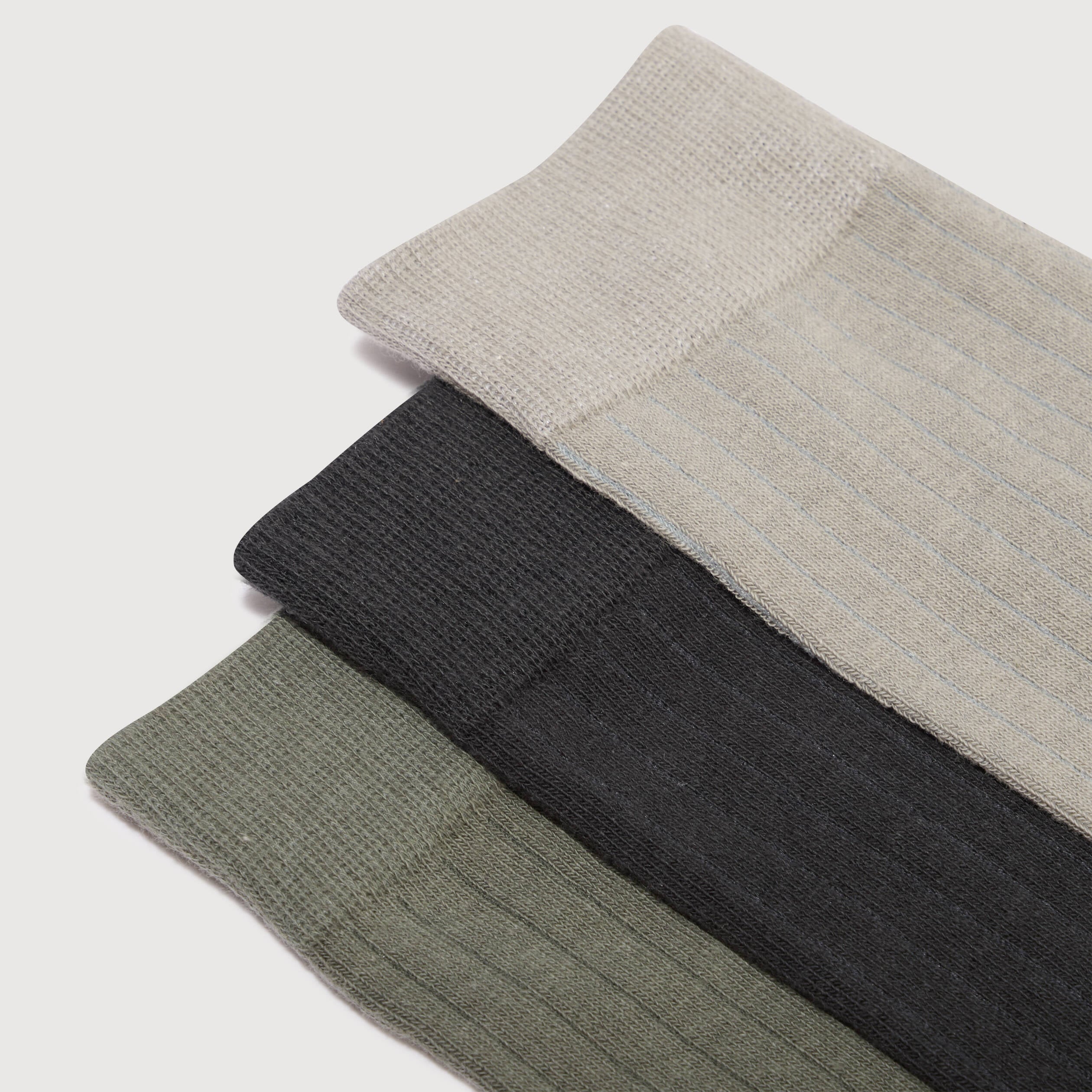 Lot de 3 paires chaussettes hautes vert kaki homme