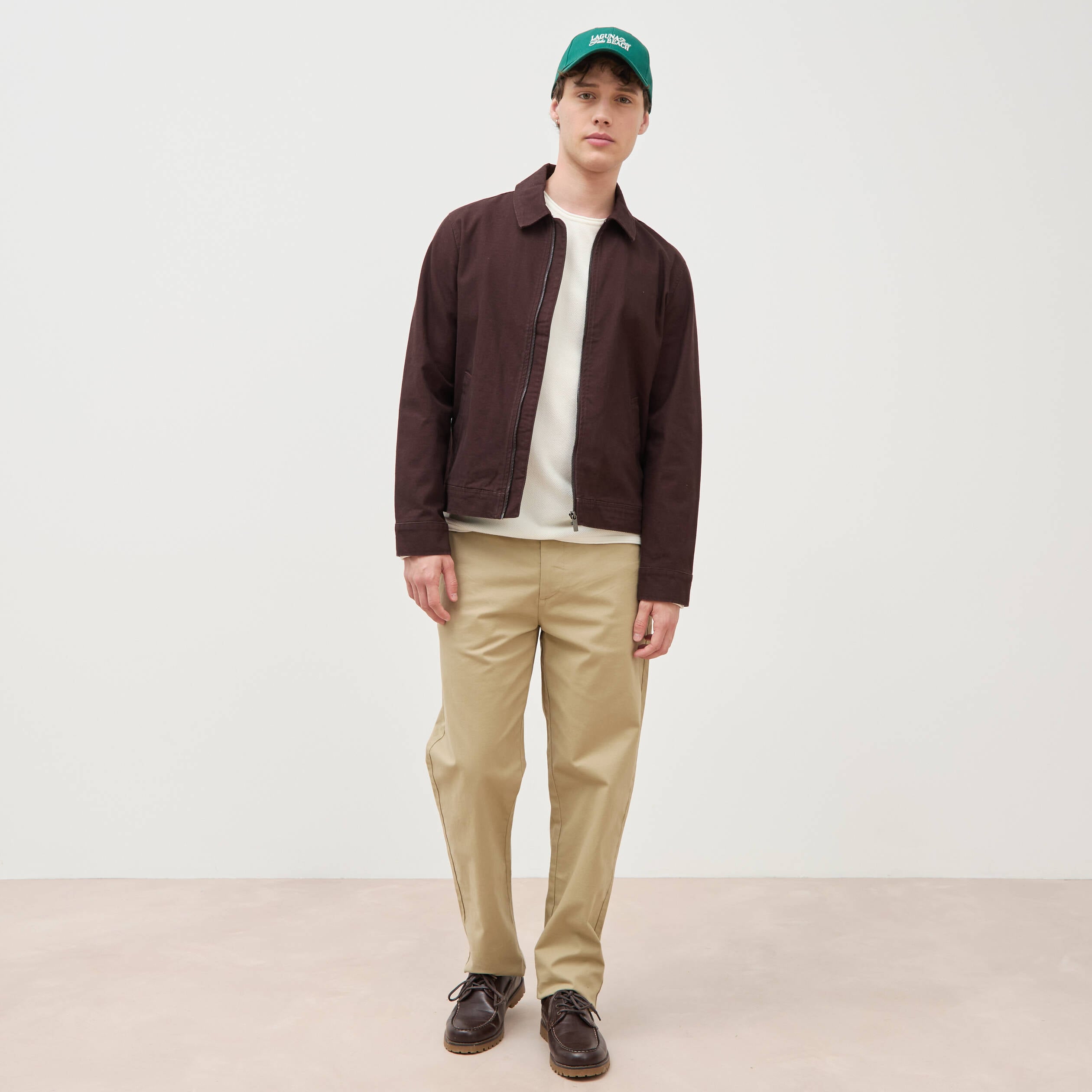 Pull col rond manches longues ecru homme