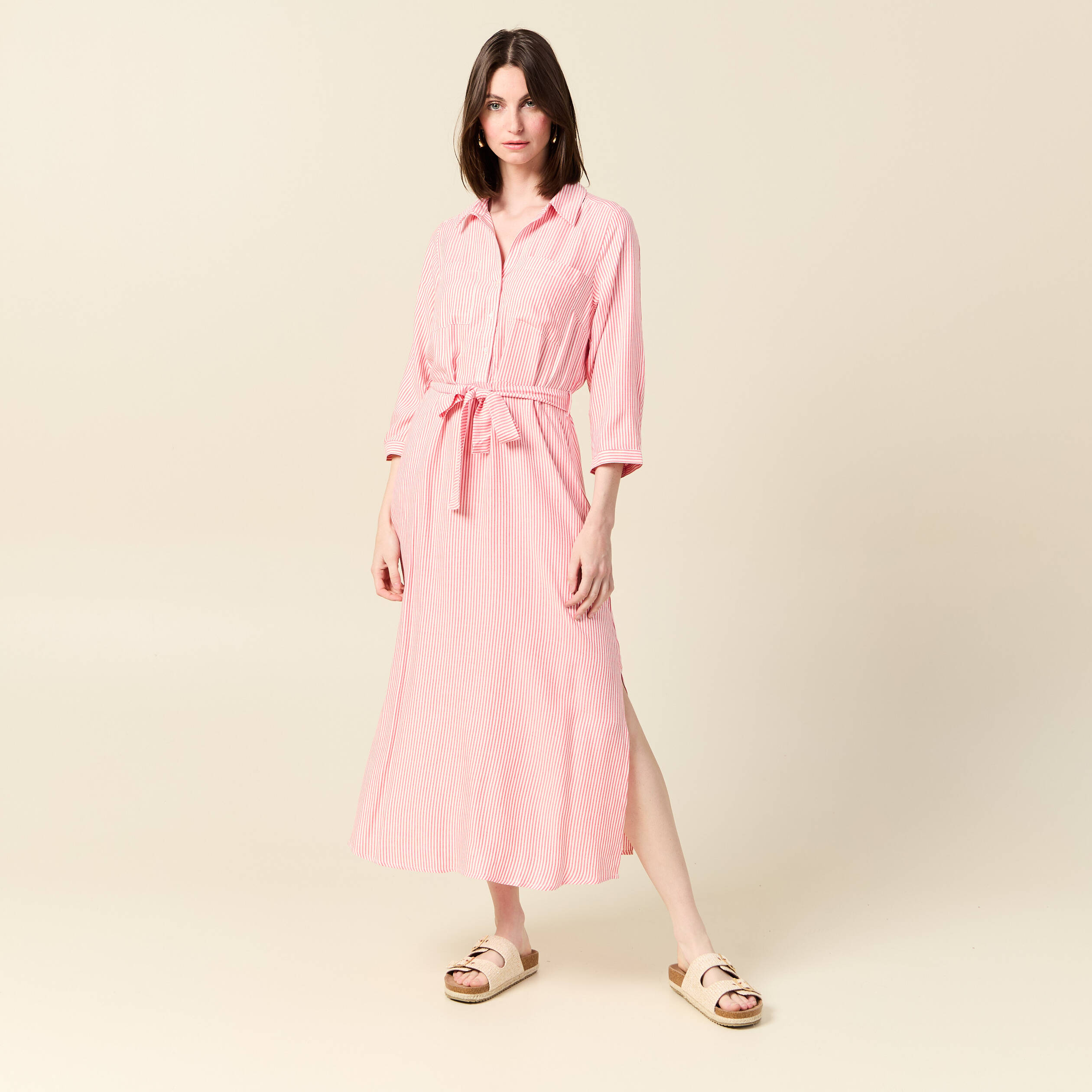 Robe chemise éco-responsable rouge femme