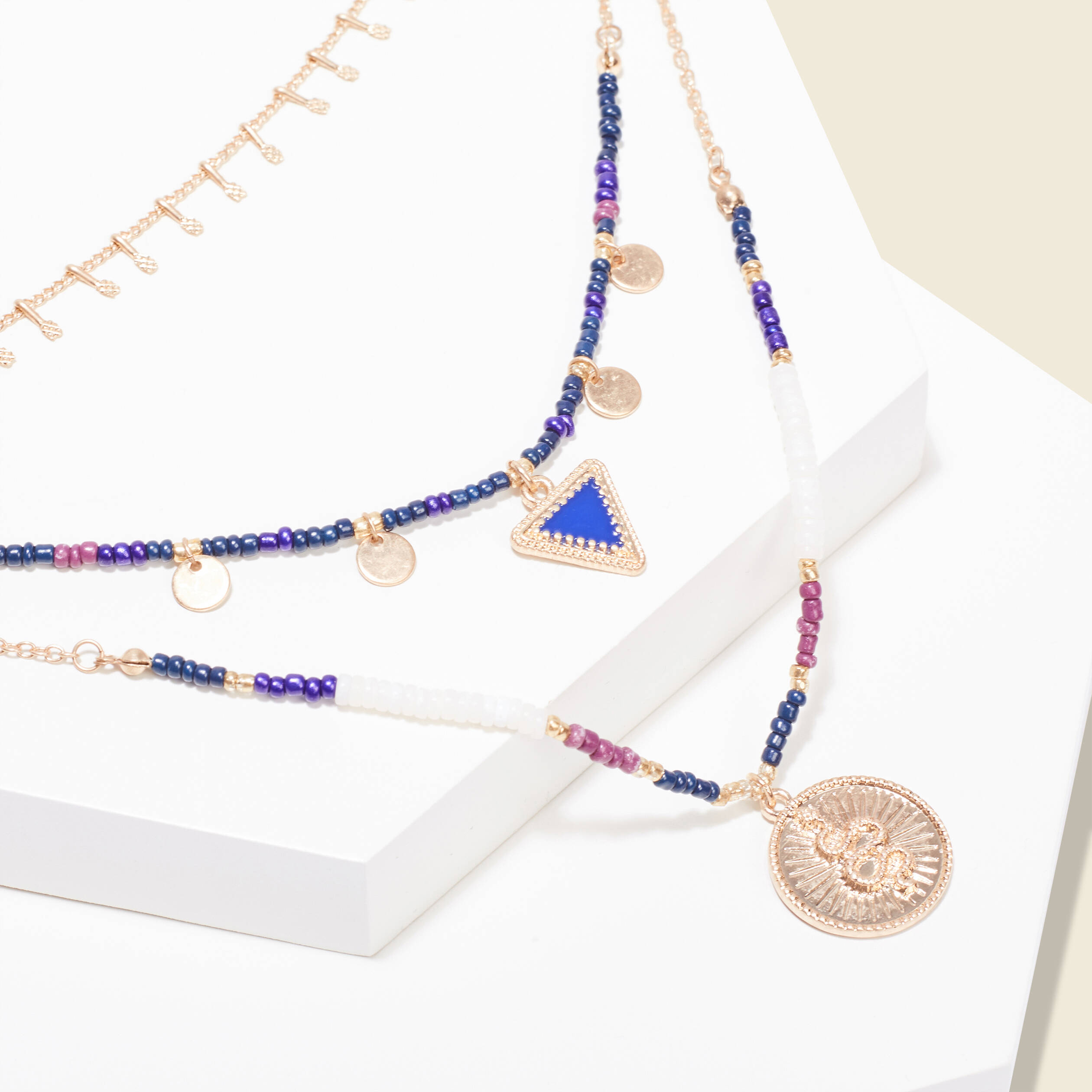 Collier multirangs couleur or femme