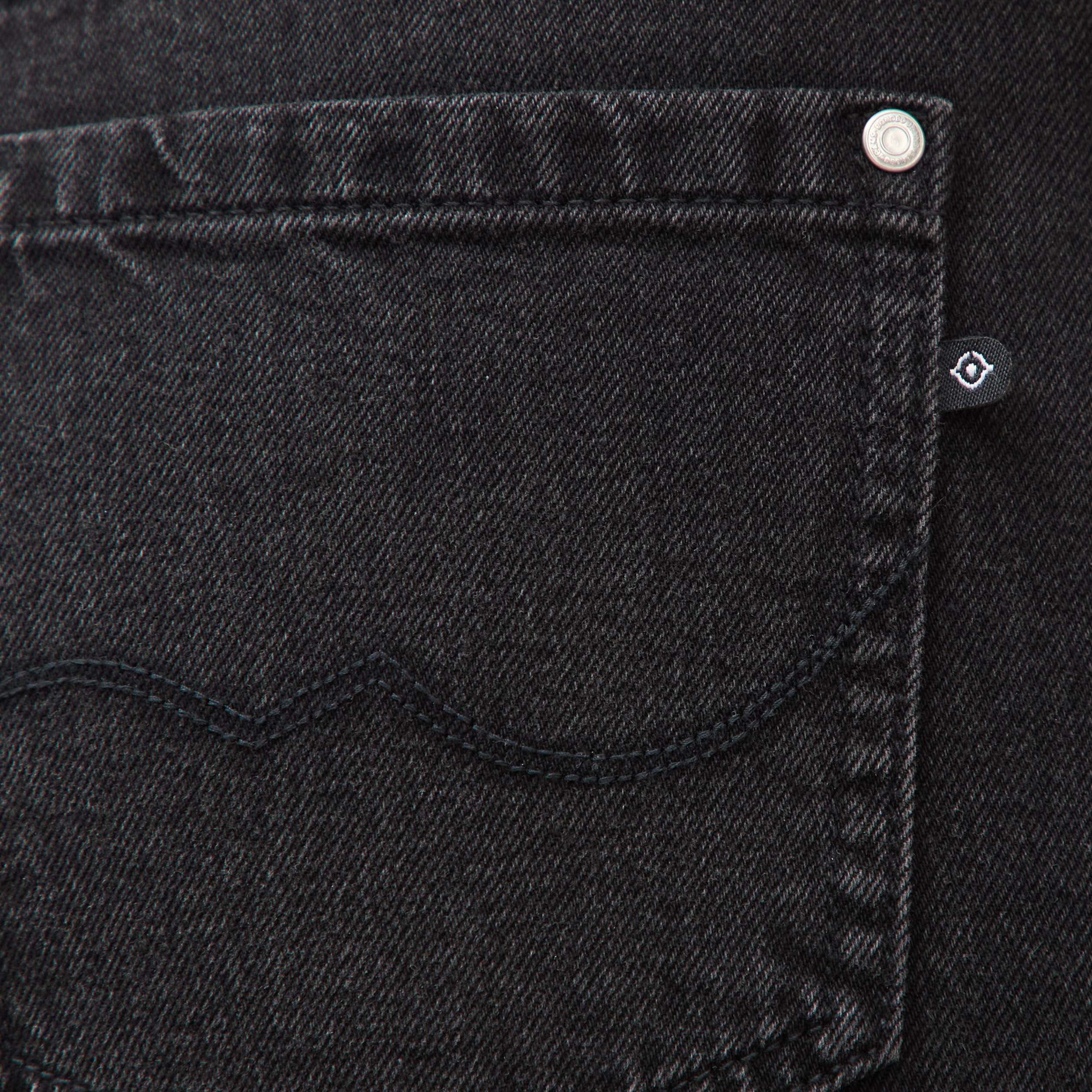 Jeans large taille haute denim noir femme