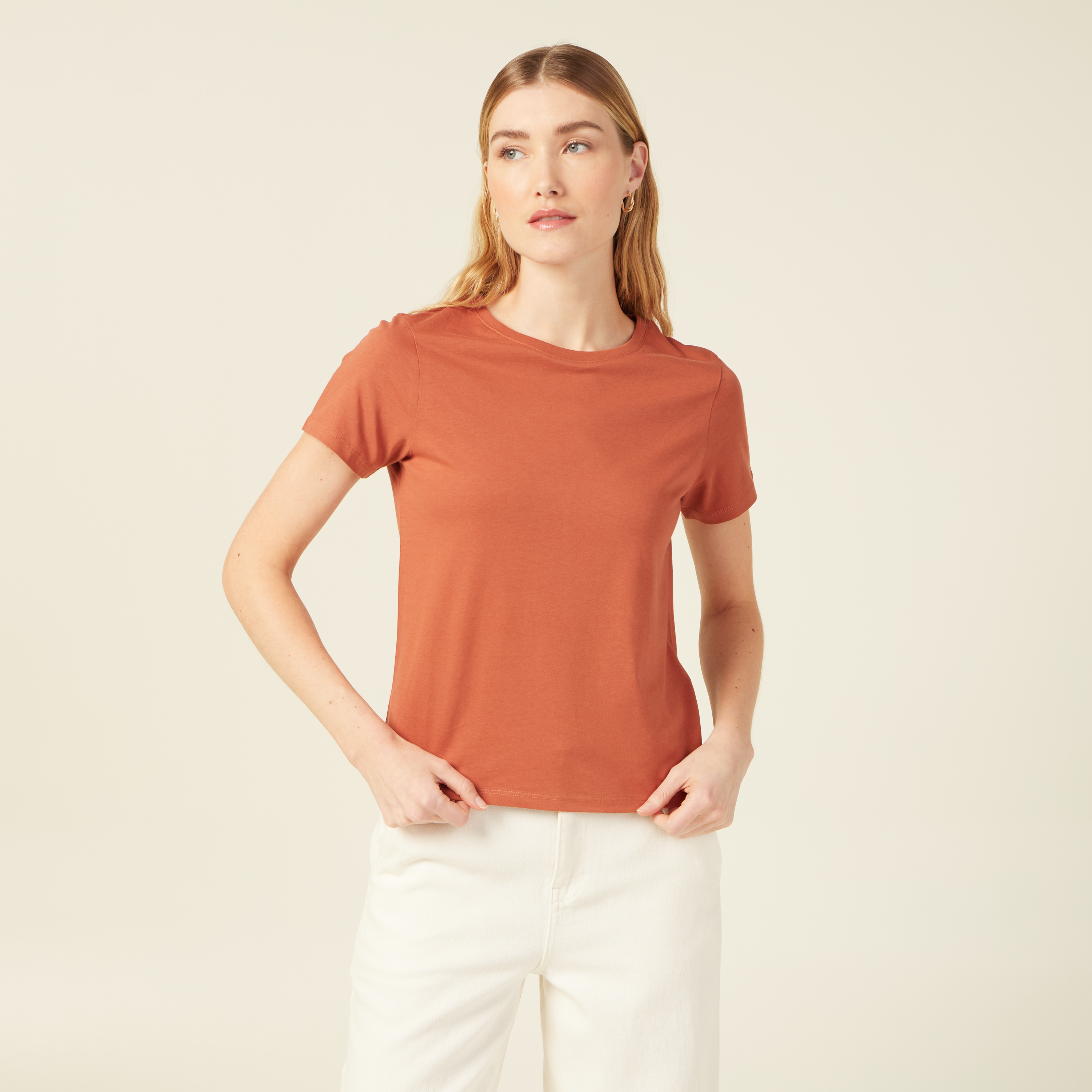 T-shirt manches courtes orange femme