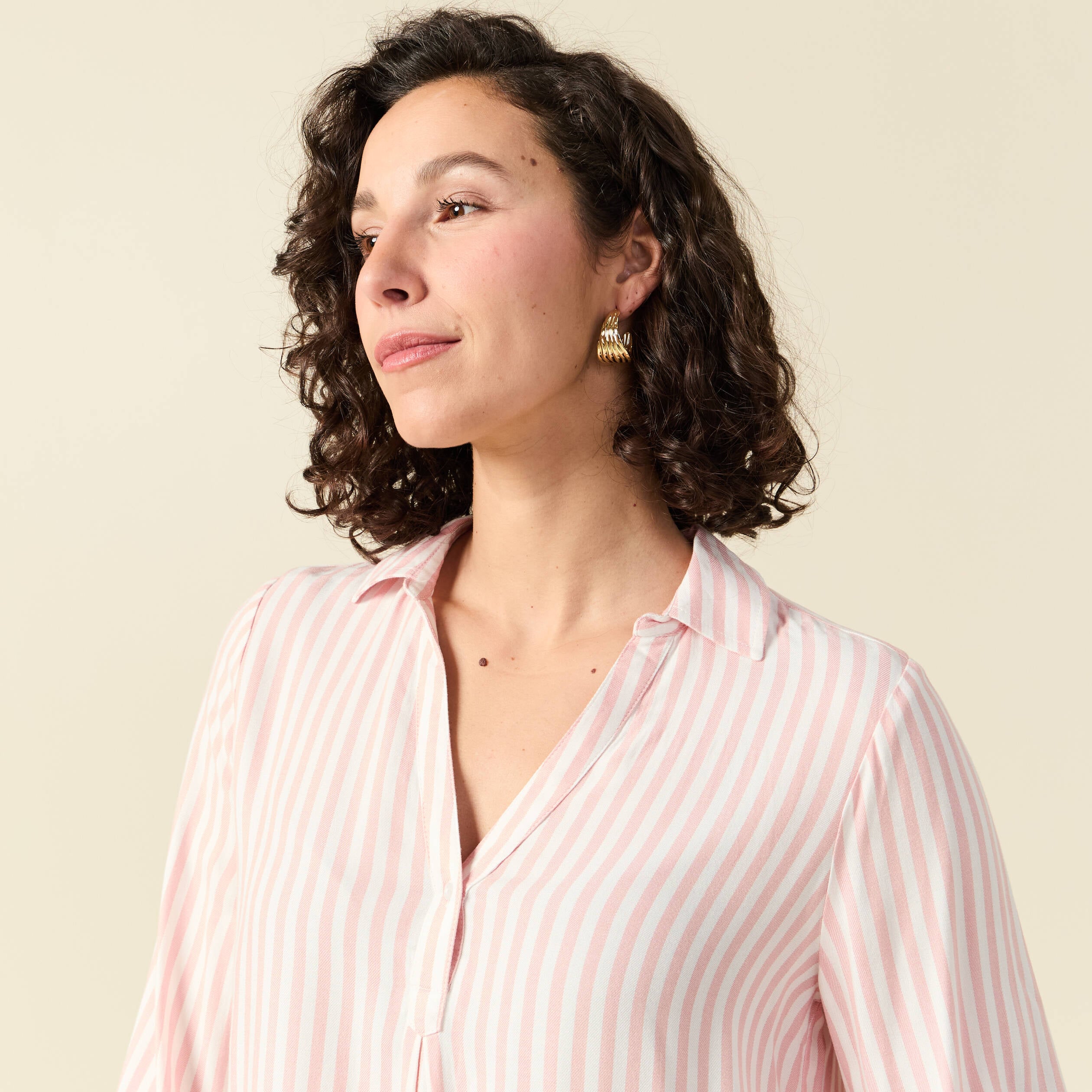 Blouse manches longues rose clair femme