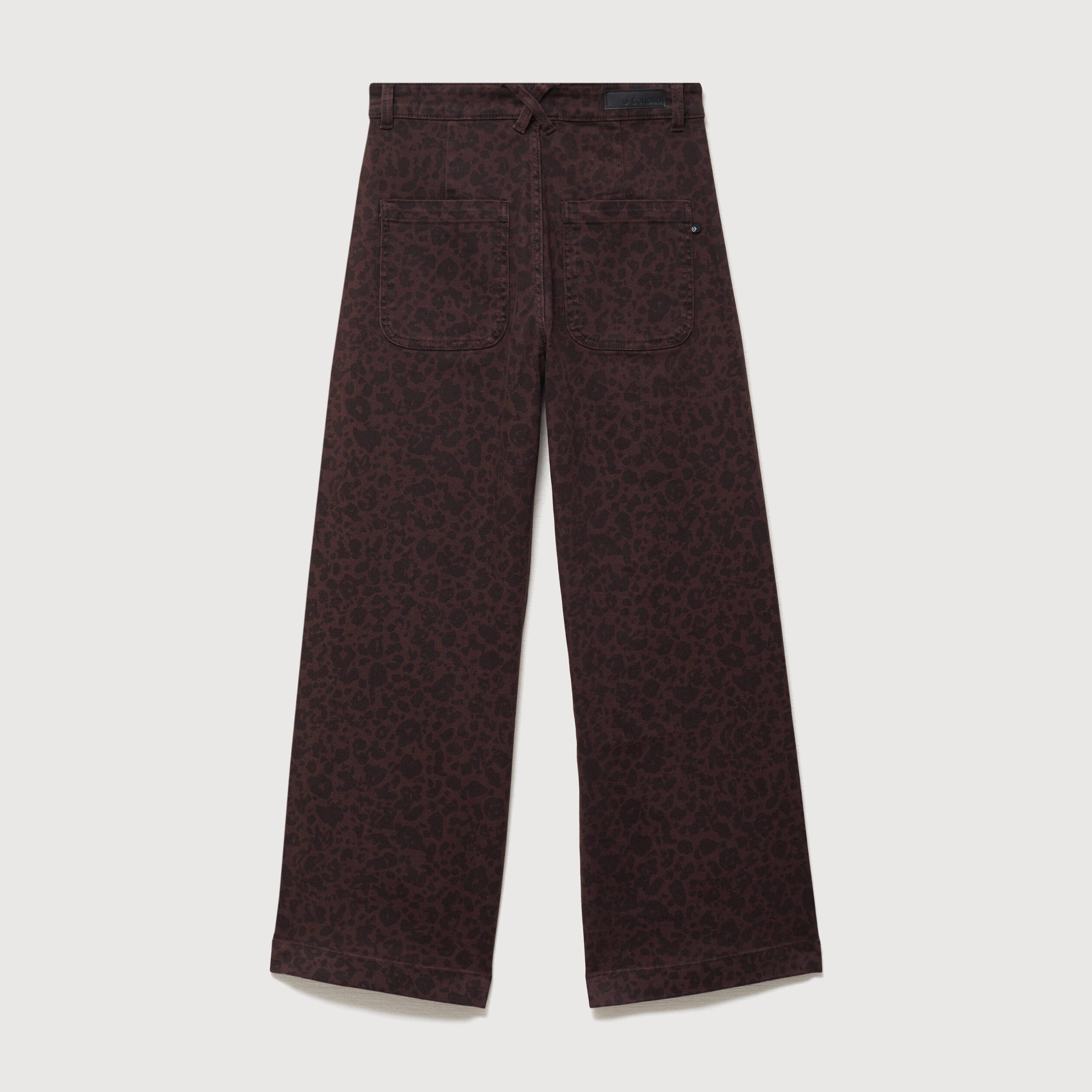 Jeans large cropped taille haute marron chocolat femme