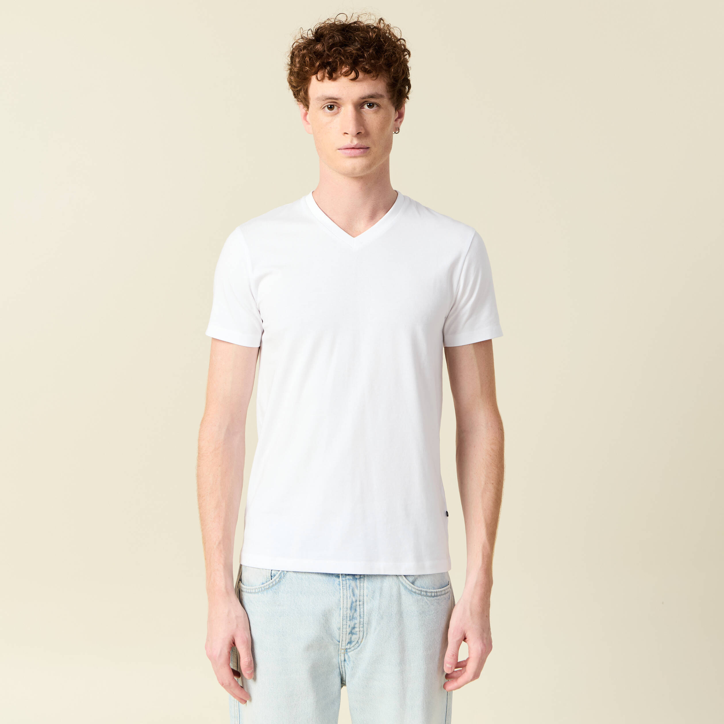 t shirt col v homme instinct blanc homme T-shirt col V homme Instinct blanc homme