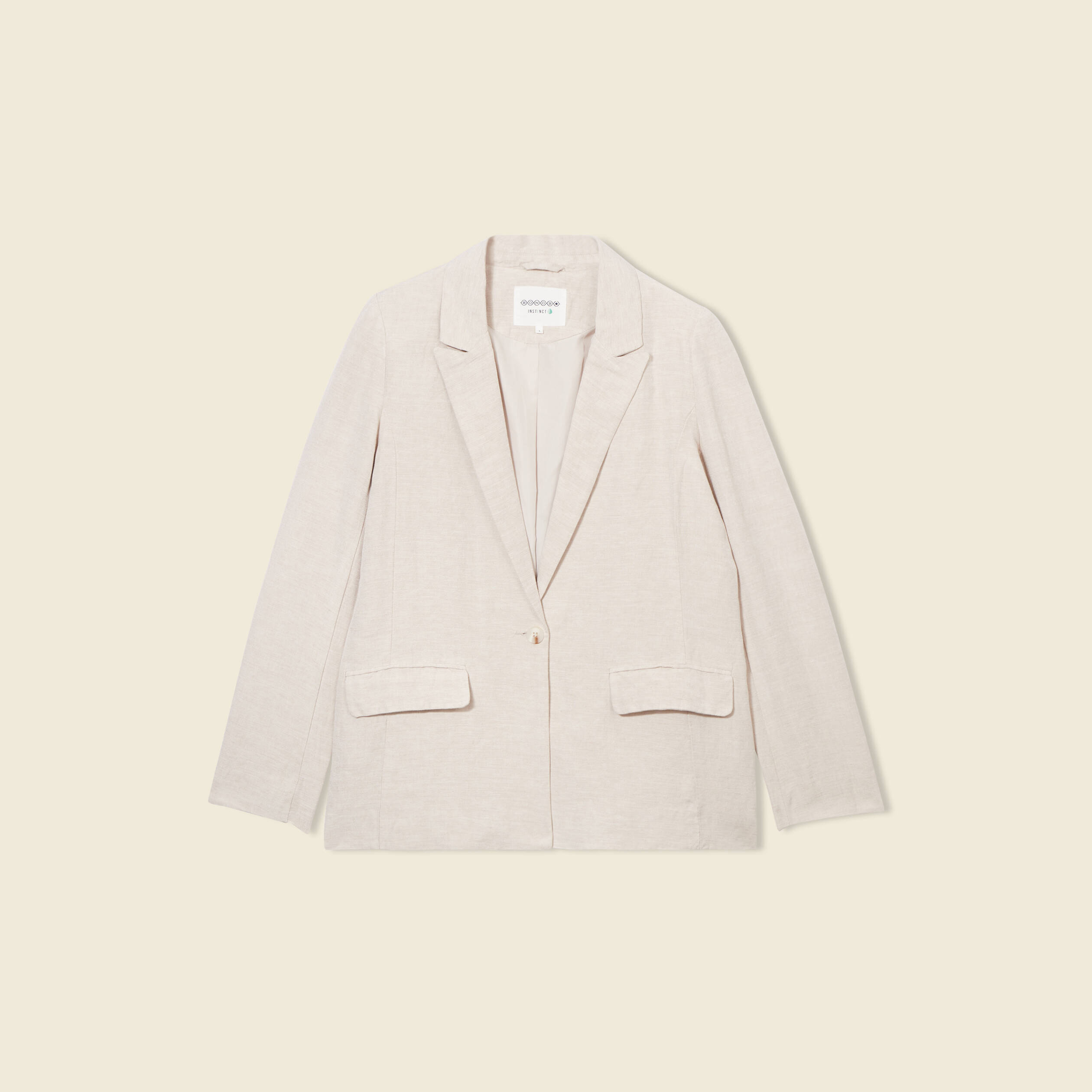 Veste Boutonnée Femme Manches Longues Coton Enduit Beige - Rose Grow Taille M