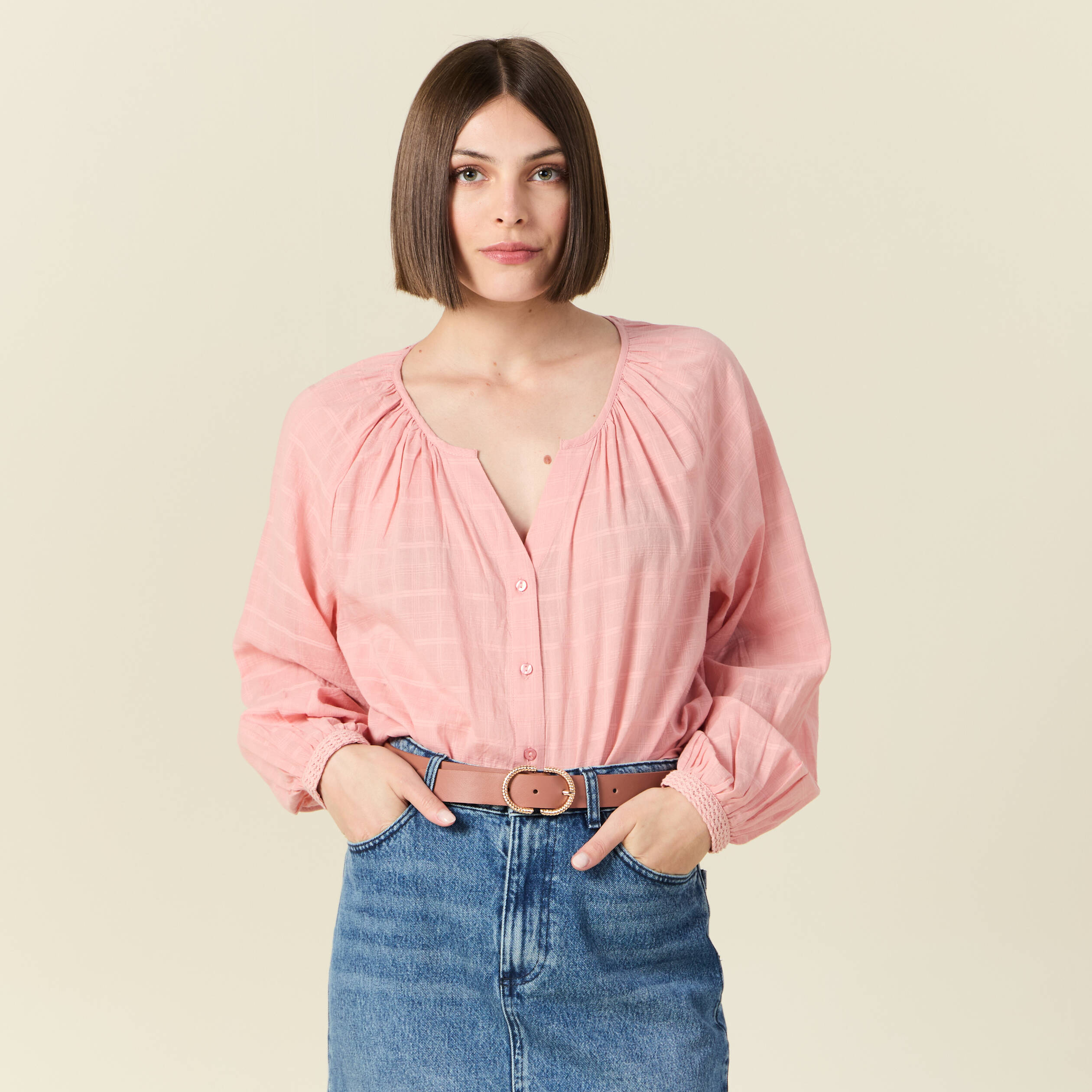 blouse manches longues rose femme Blouse manches longues rose femme