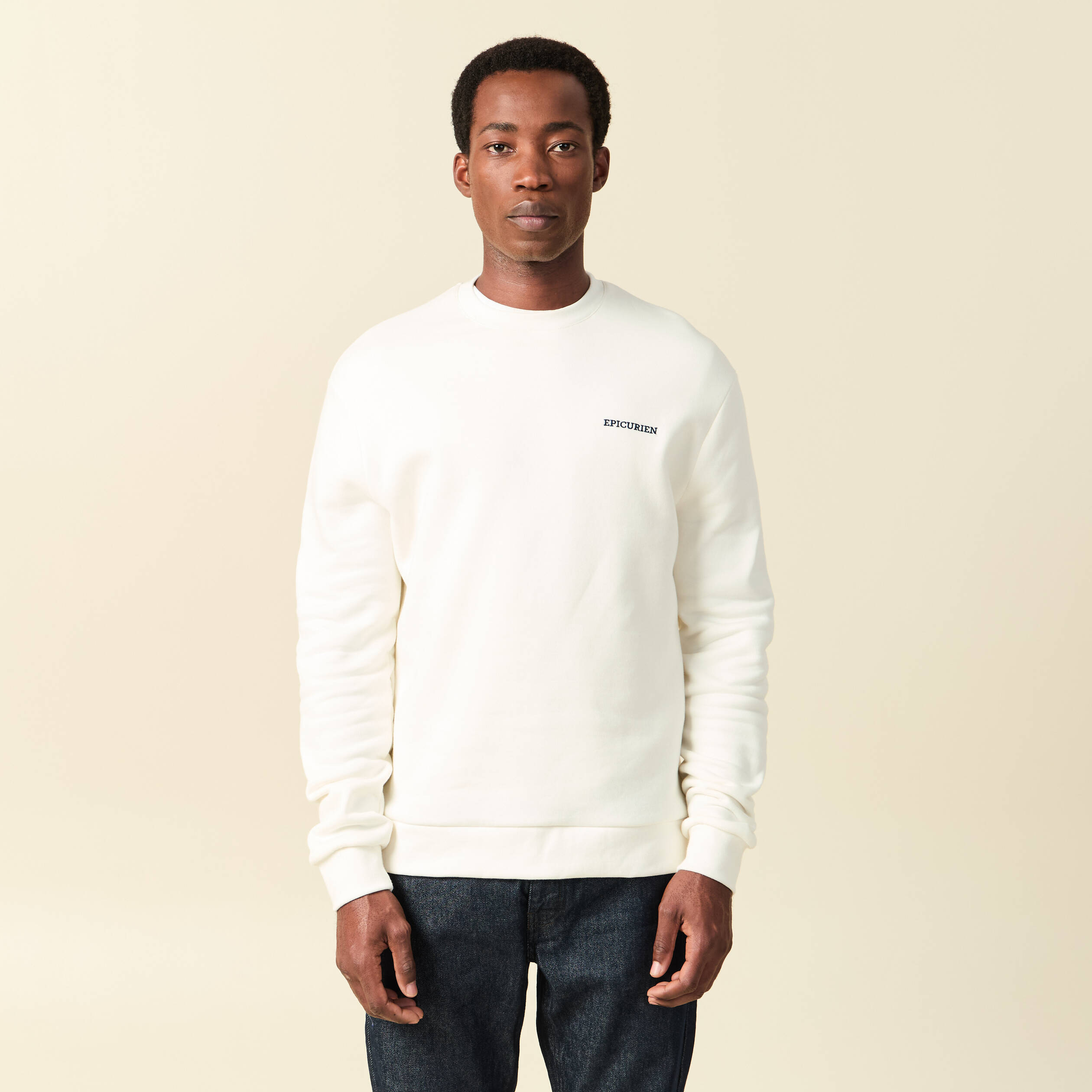 Sweat manches longues ecru homme