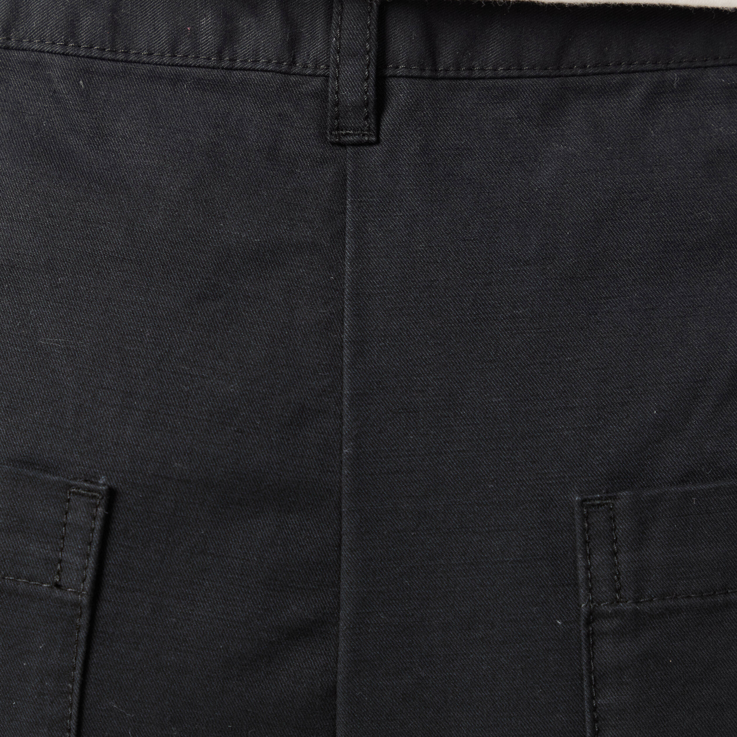 Pantalon large cropped taille haute noir femme
