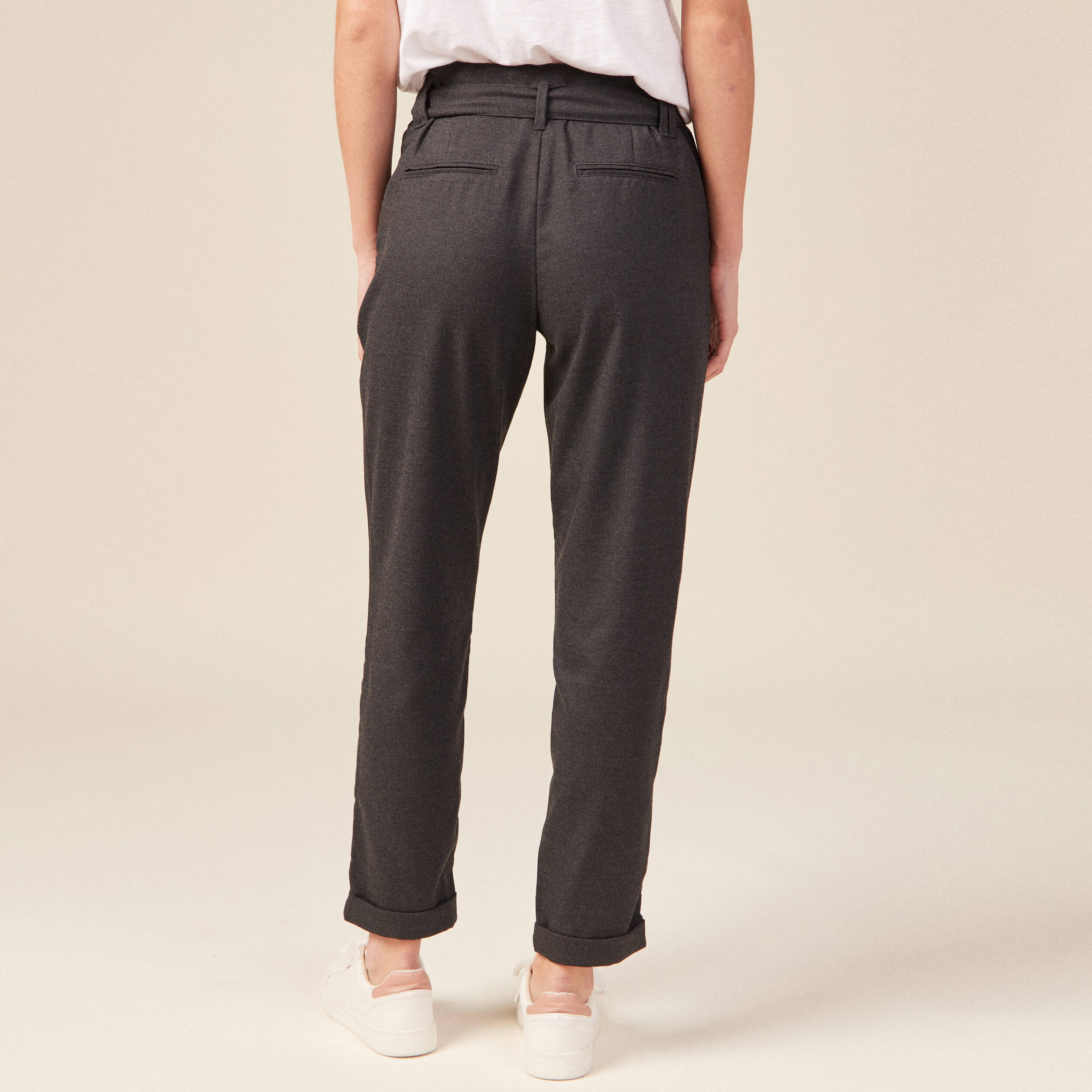 pantalon paperbag gris femme Pantalon paperbag gris femme