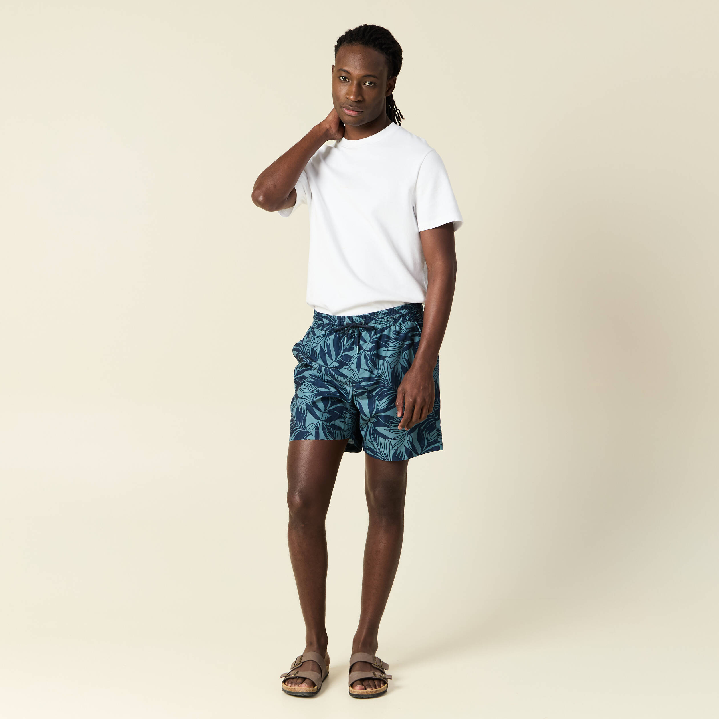 Short de bain vert fonc&eacute; homme