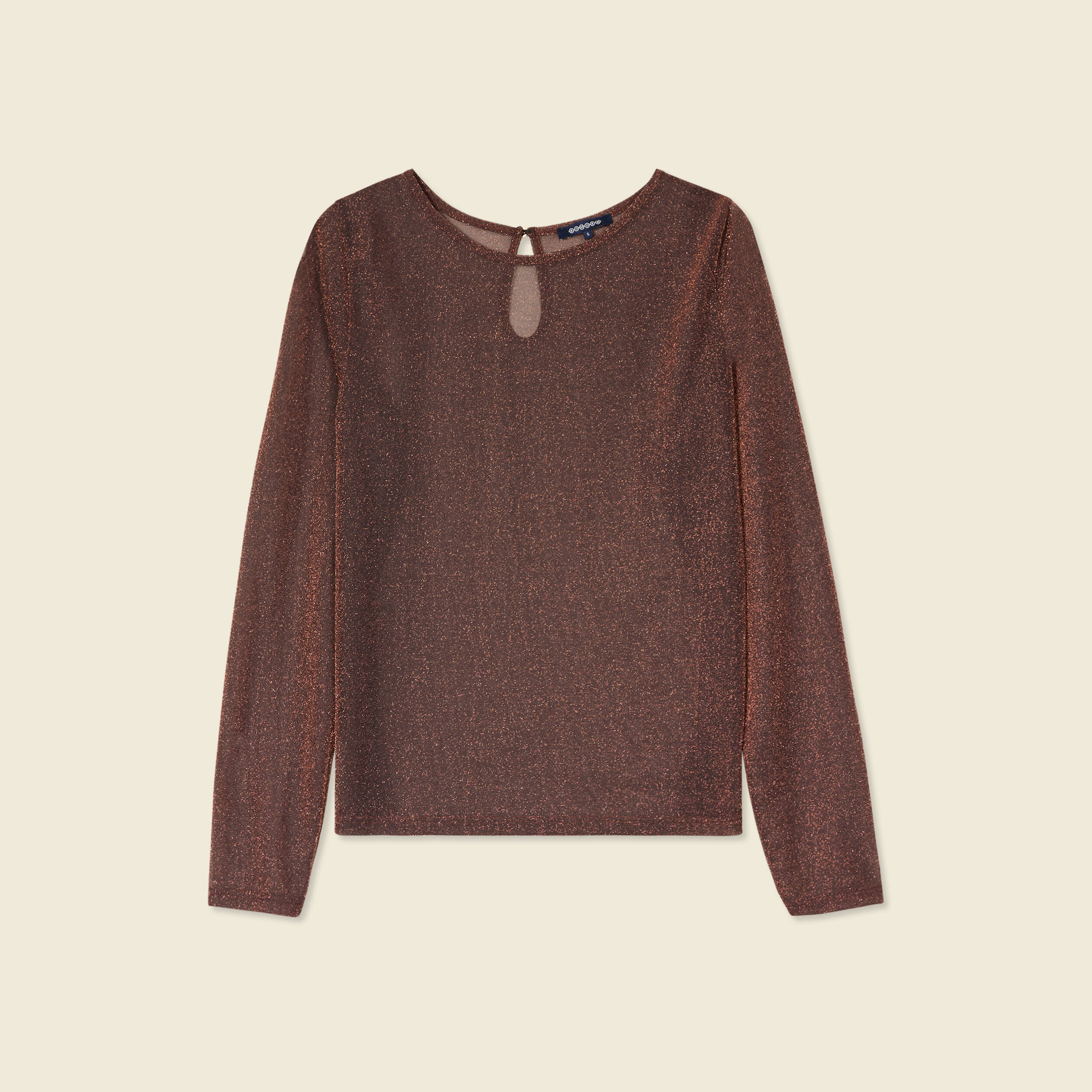 t shirt manches longues marron cognac femme T-shirt manches longues marron cognac femme