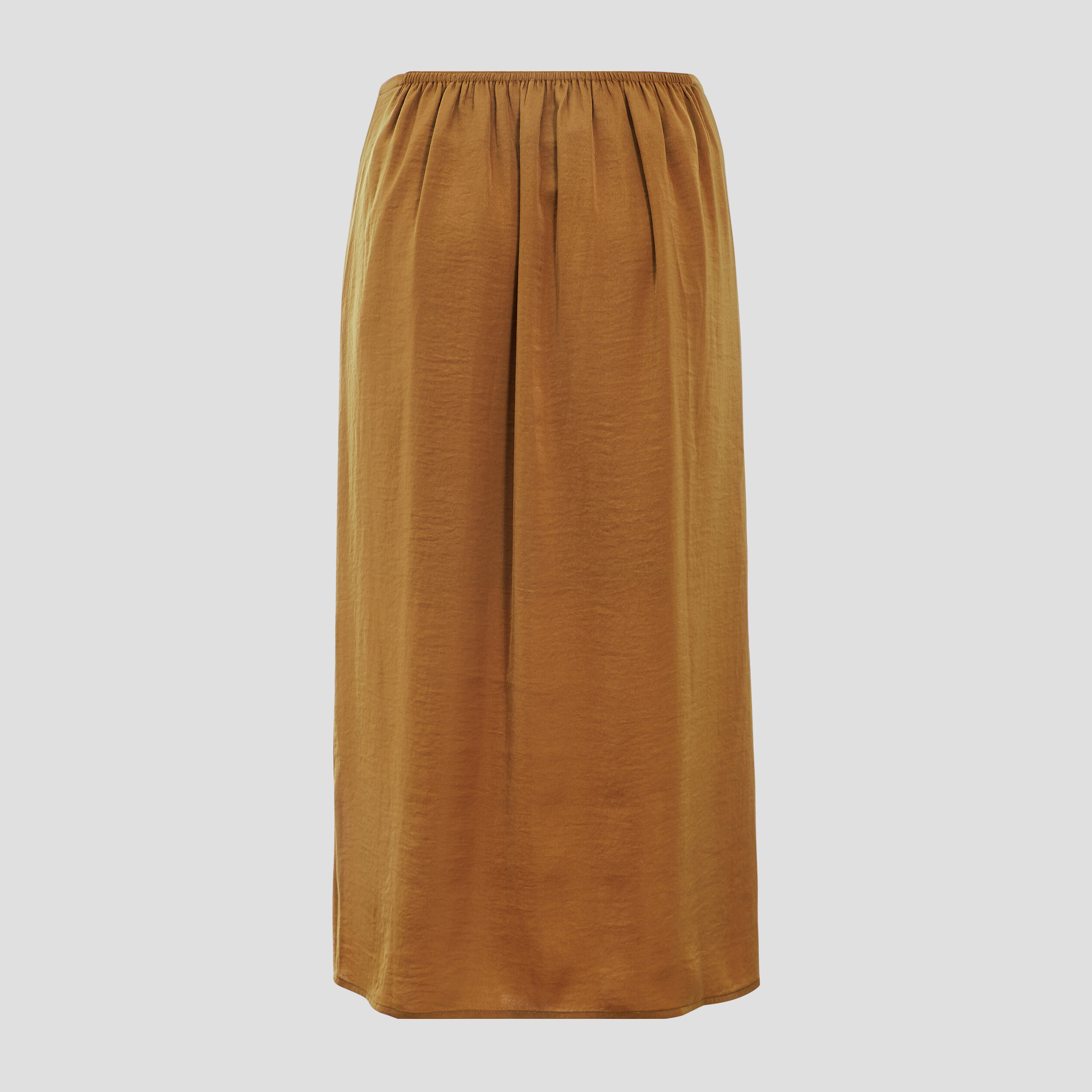 Jupe midi droite fendue marron femme