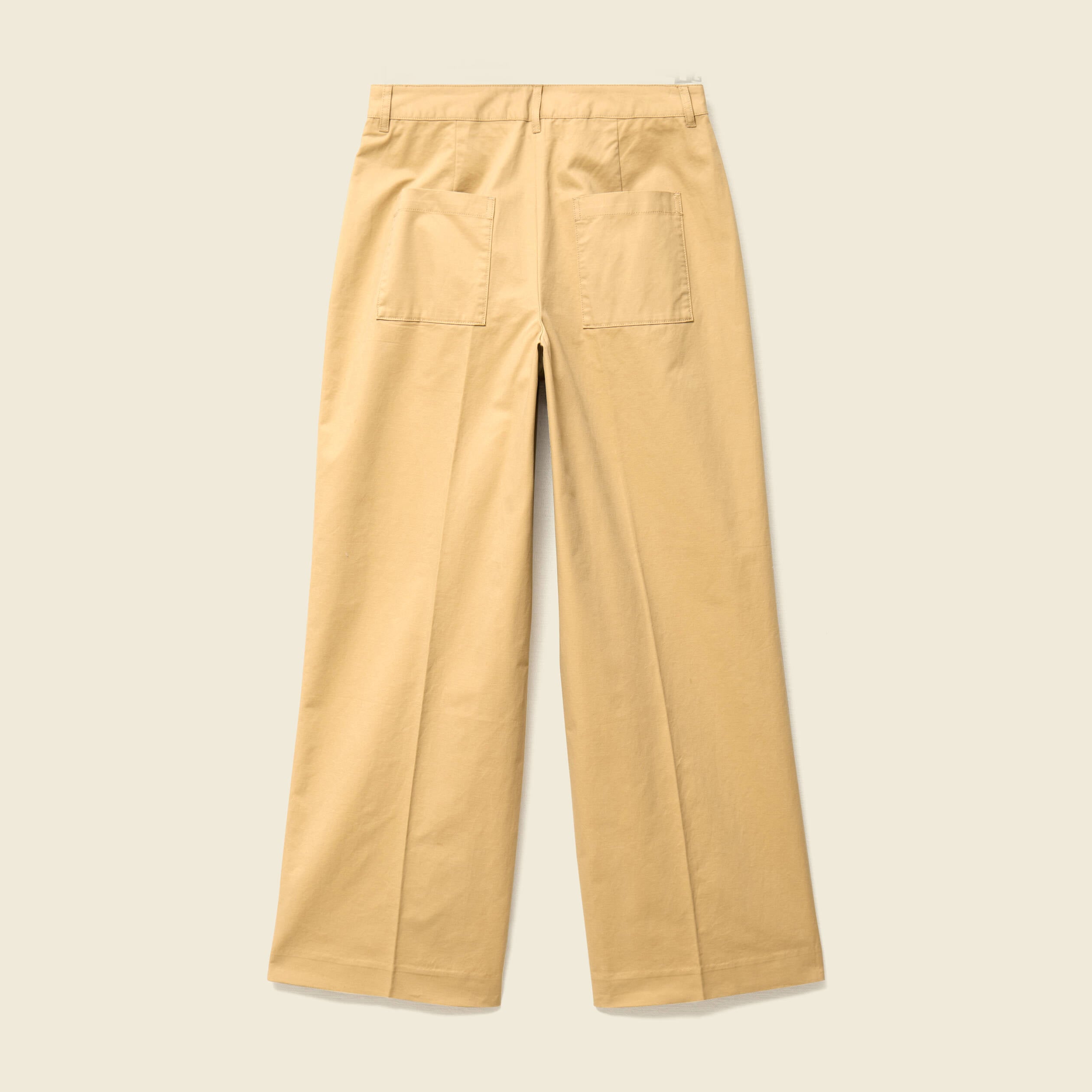 Pantalon large taille haute beige femme