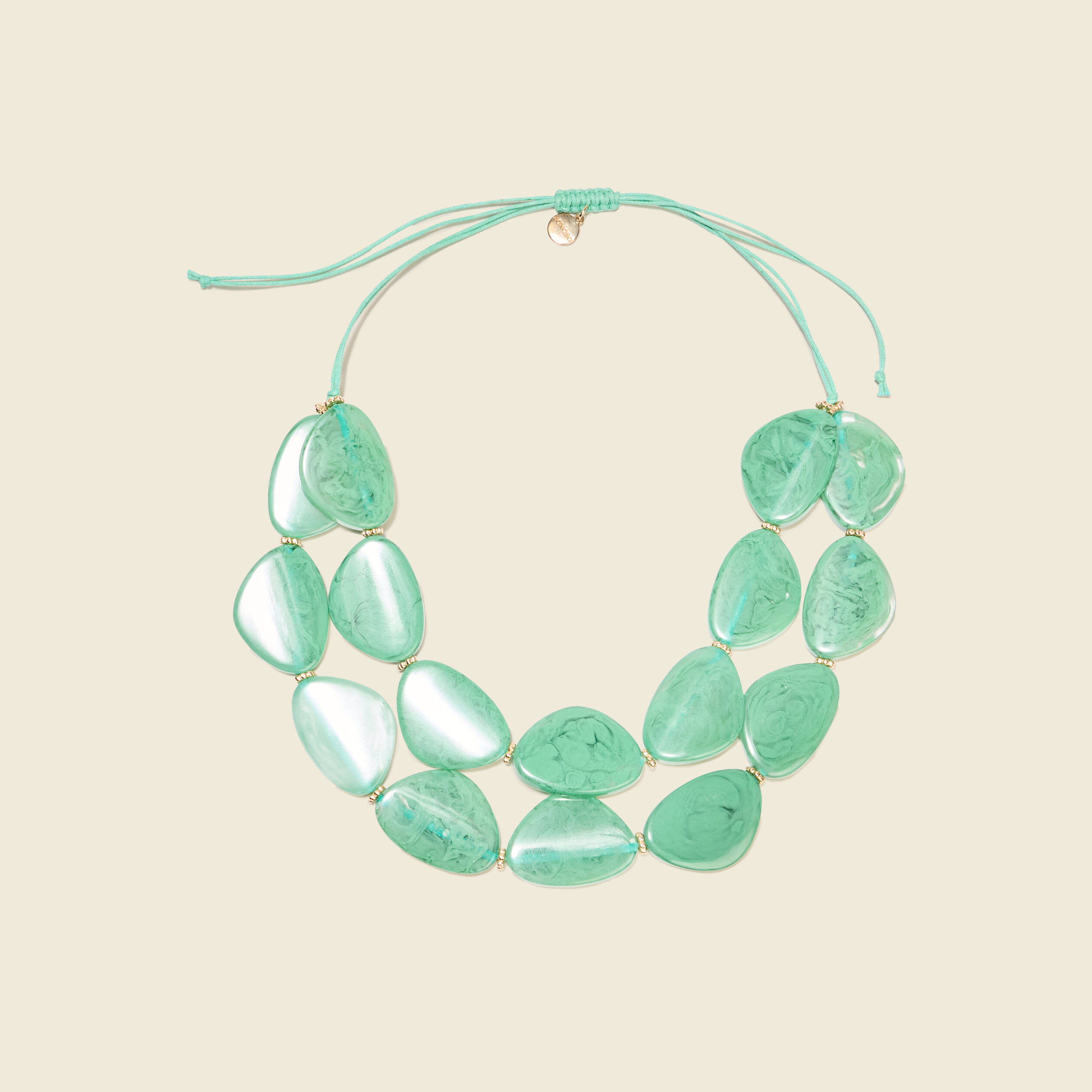 collier perles plates vert pastel femme Collier perles plates vert pastel femme