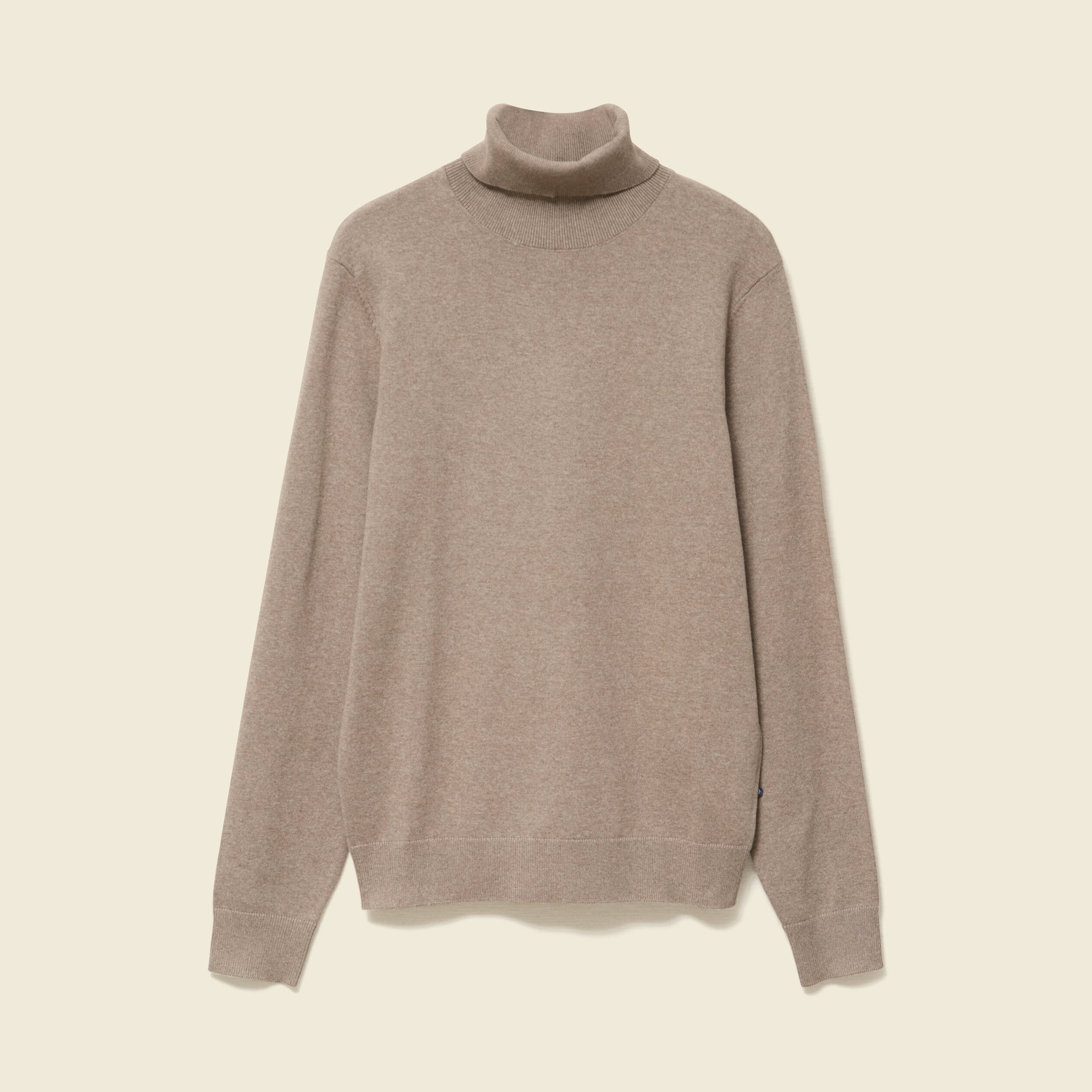 Pull droit court manches longues vert kaki homme