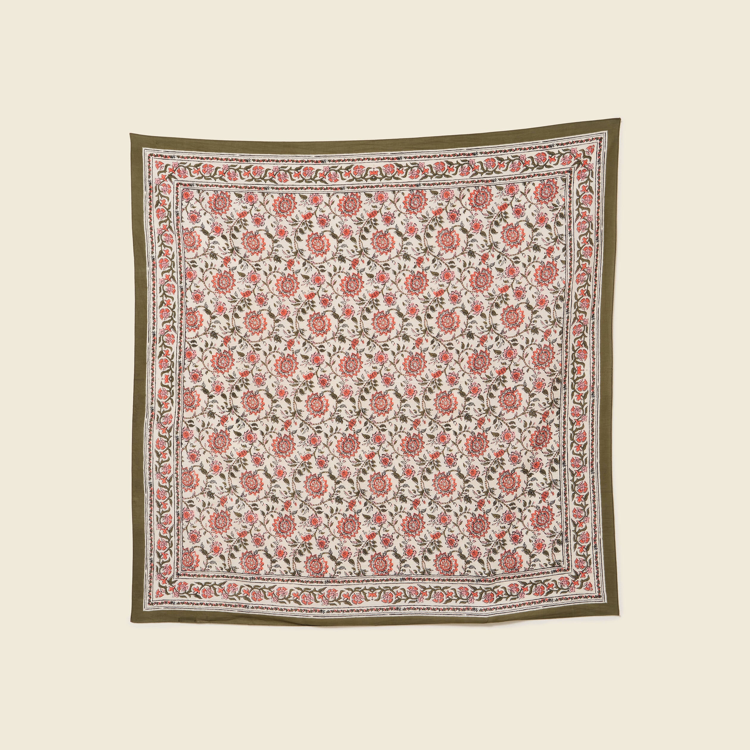 Foulard en coton vert olive femme
